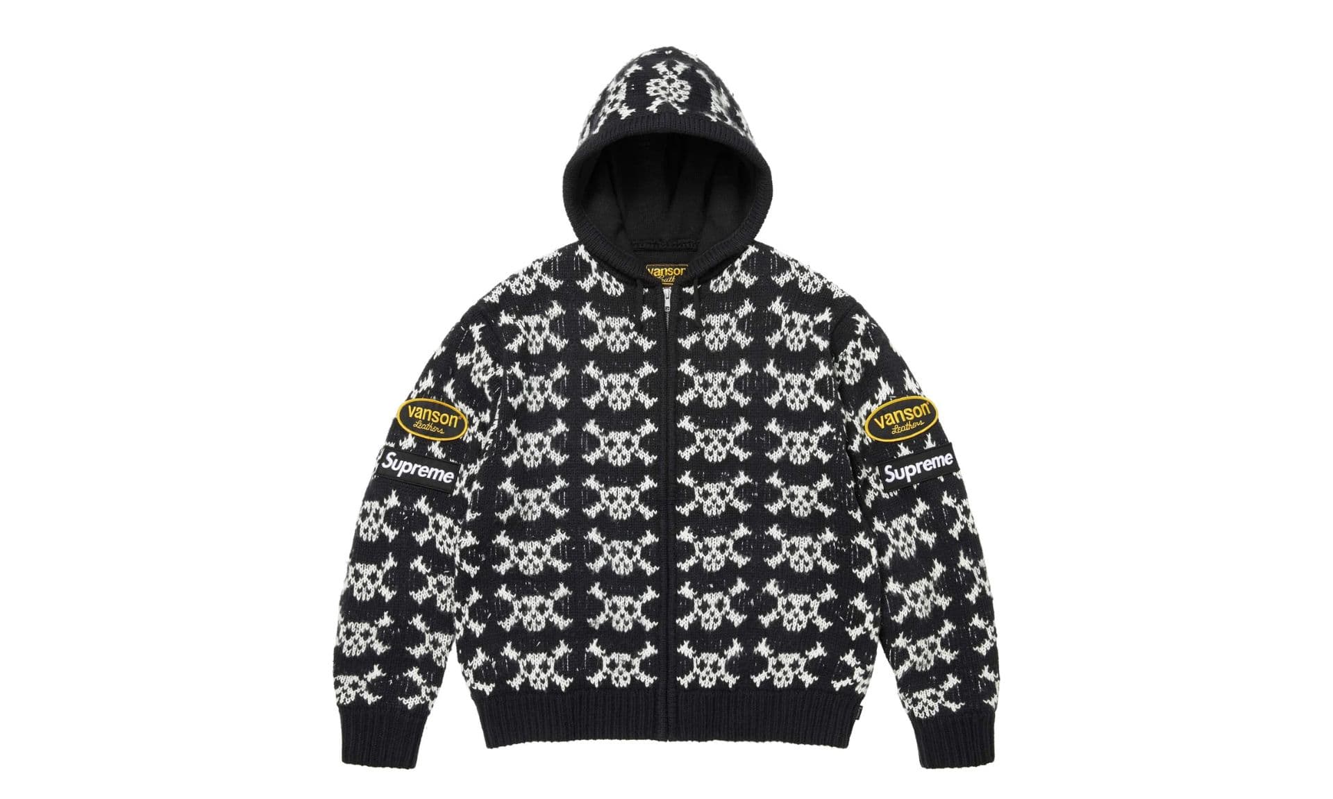 Supreme x Vanson Leathers Skull Zip Up Hooded Sweater Black | OVERCEZ