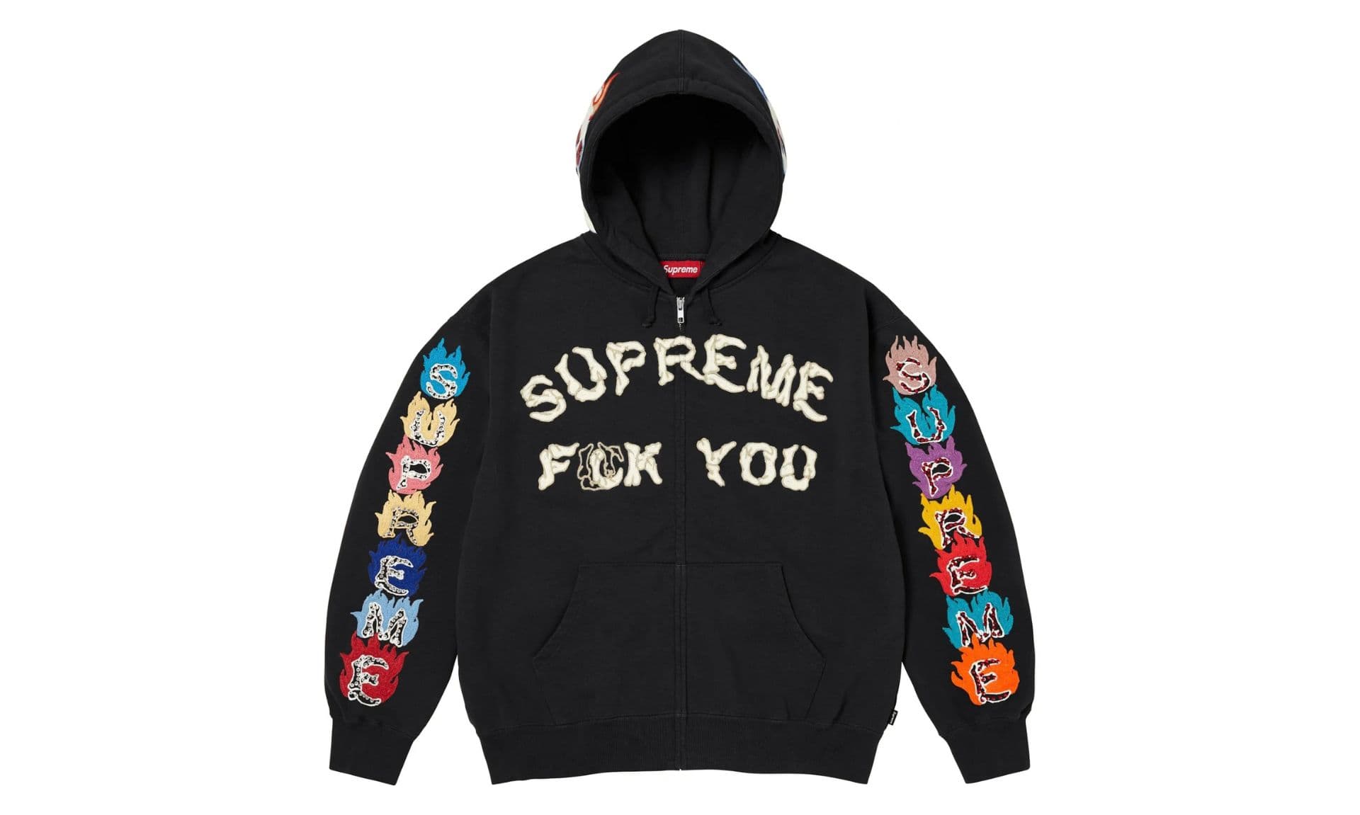 Supreme Fuck You Zip Up Hooded Sweatshirt Black