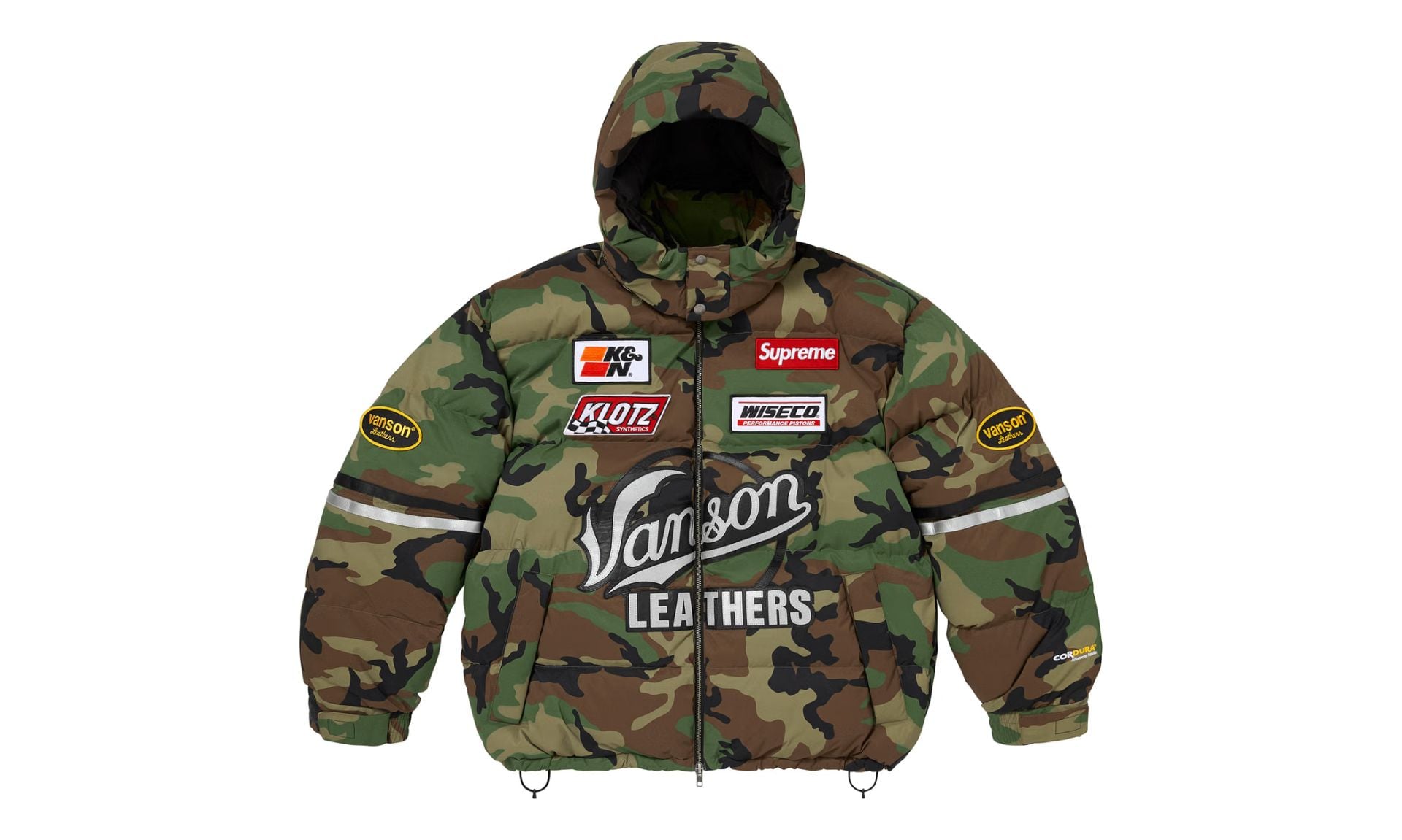 Supreme Vanson Leathers Cordura Down Jacket Woodland Camo