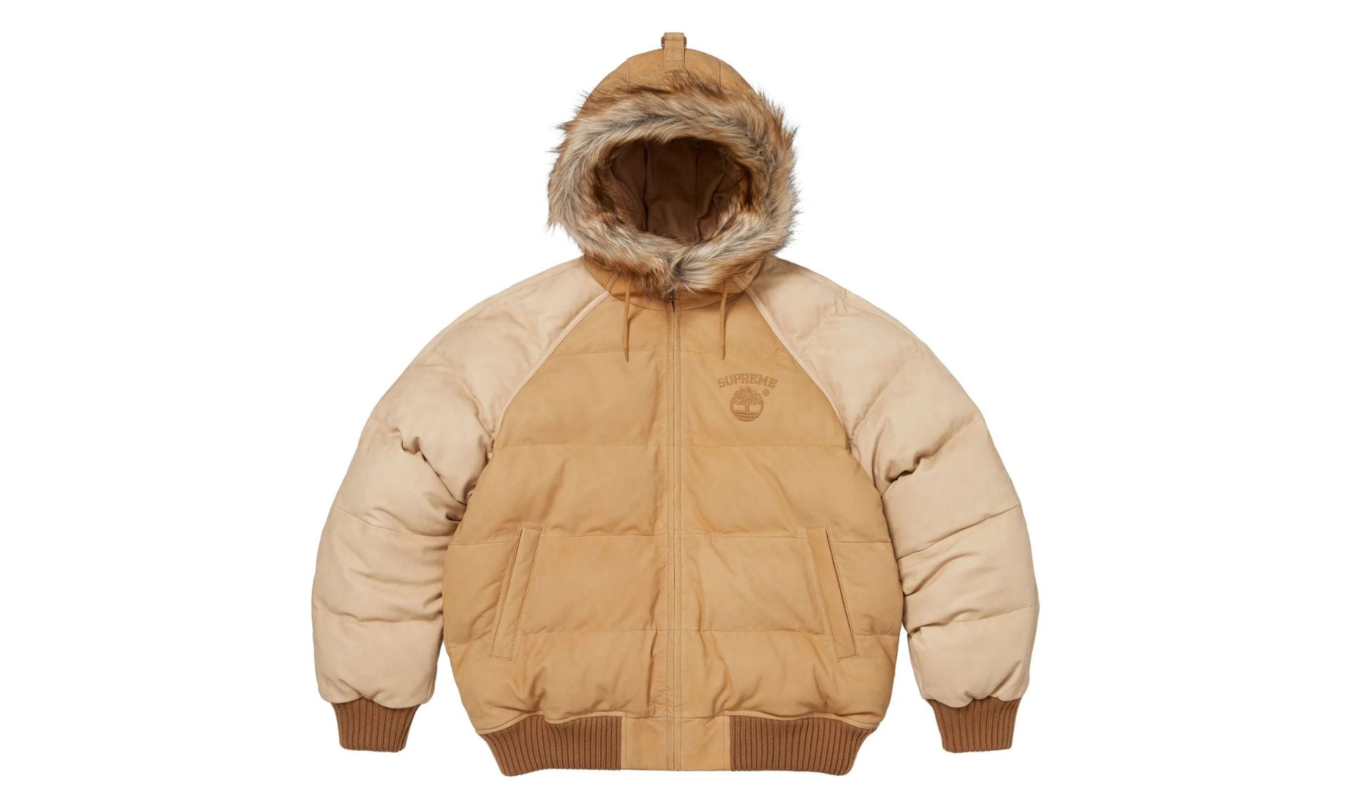 Supreme Timberland Suede Puffer Jacket Brown