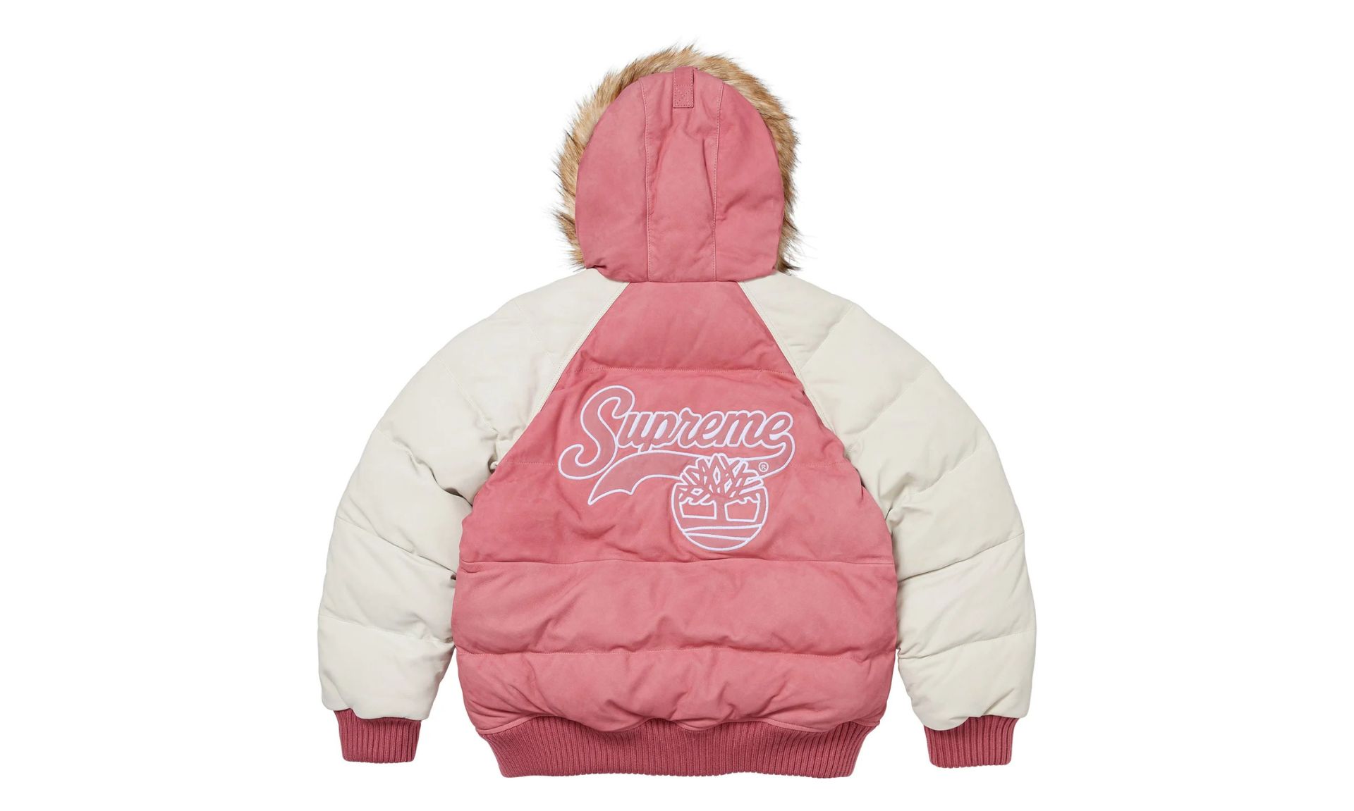 Supreme Timberland Suede Puffer Jacket Pink