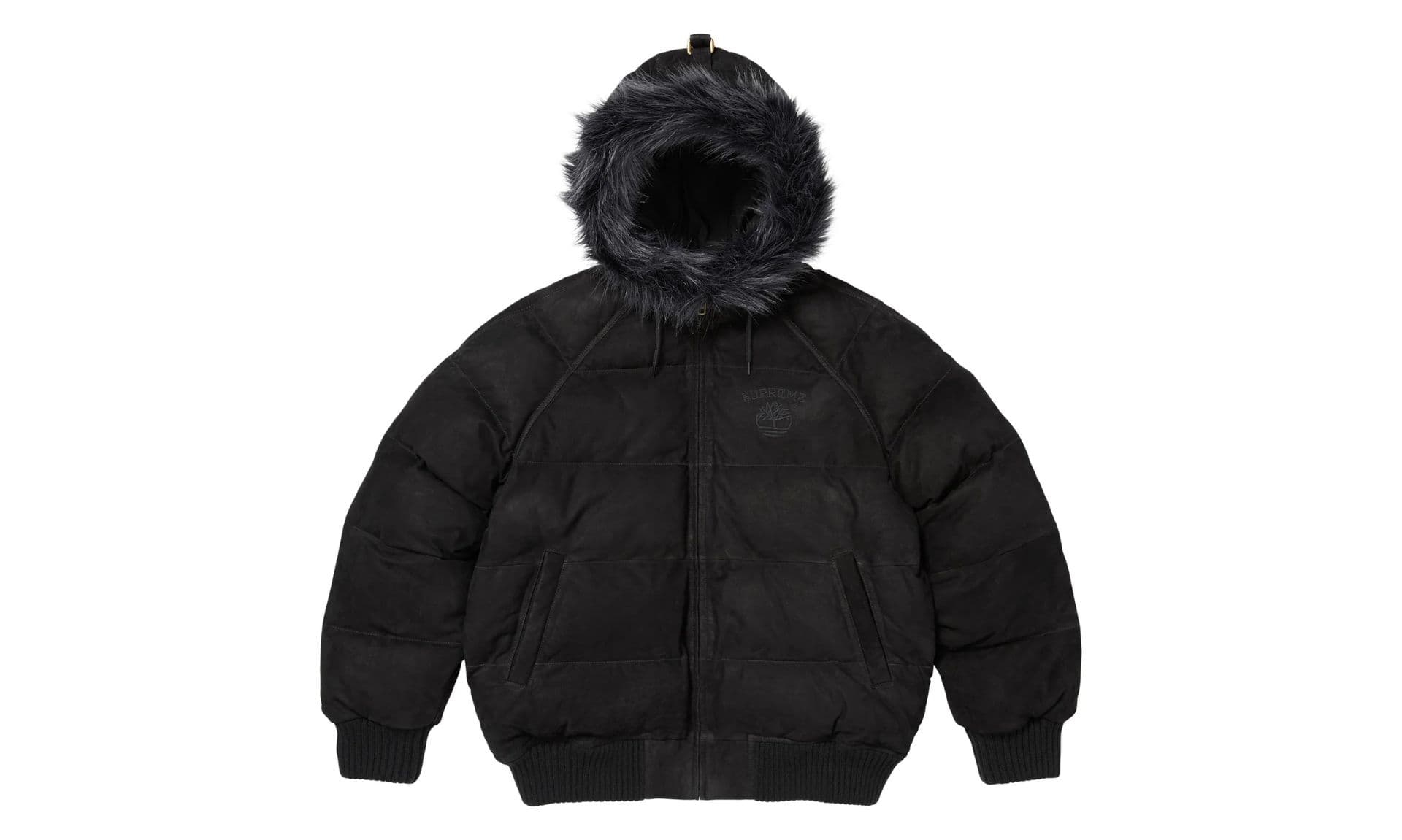 Supreme Timberland Suede Puffer Jacket Black | OVERCEZ