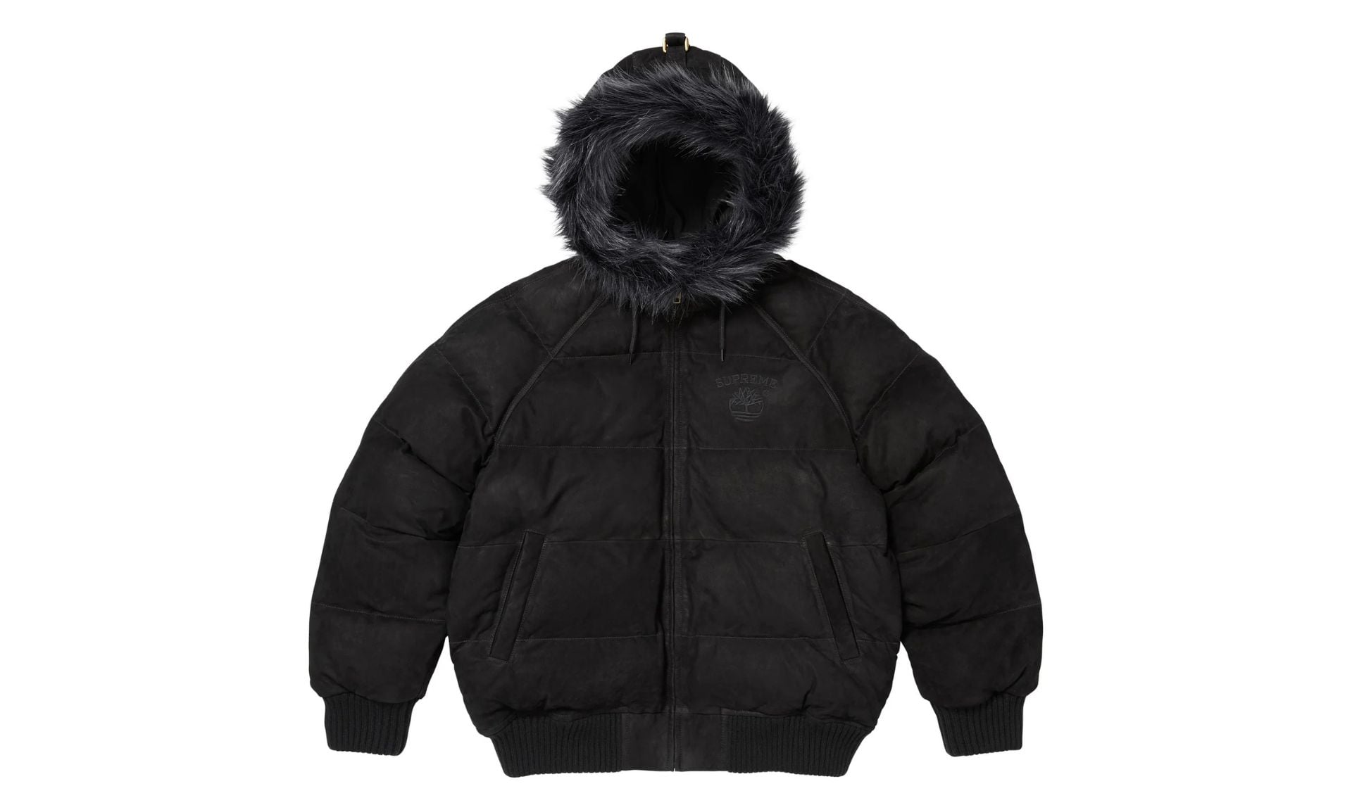 Supreme Timberland Suede Puffer Jacket Black