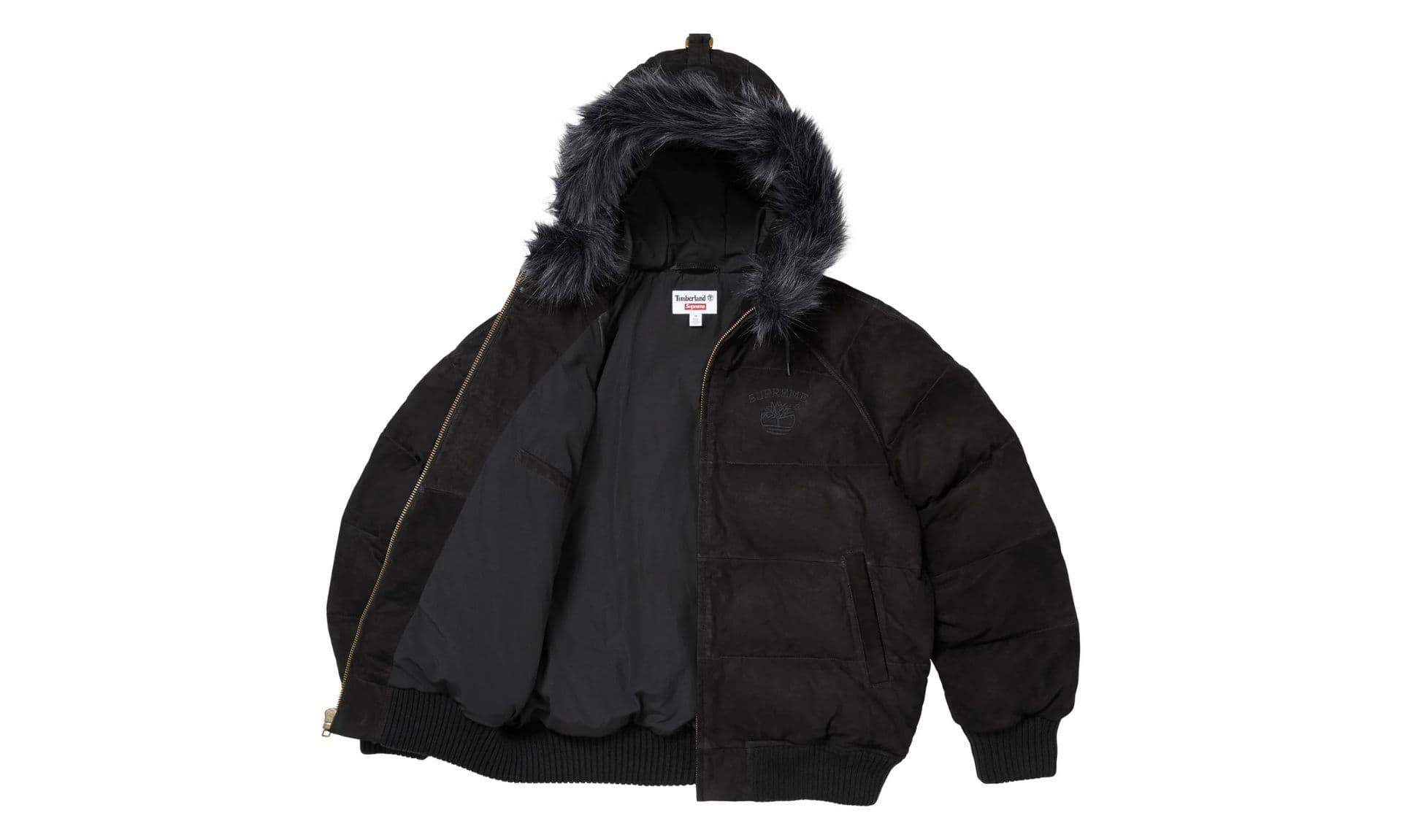 Supreme Timberland Suede Puffer Jacket Black | OVERCEZ