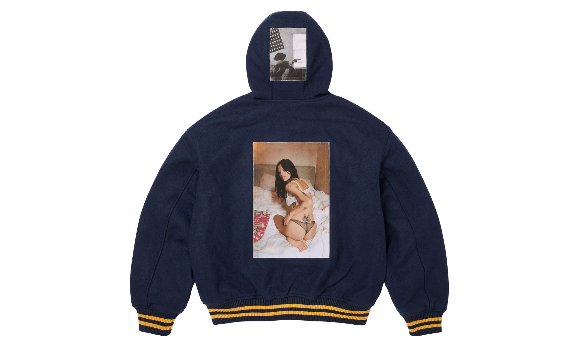 Supreme Larry Clark Hooded Varsity Jacket Navy