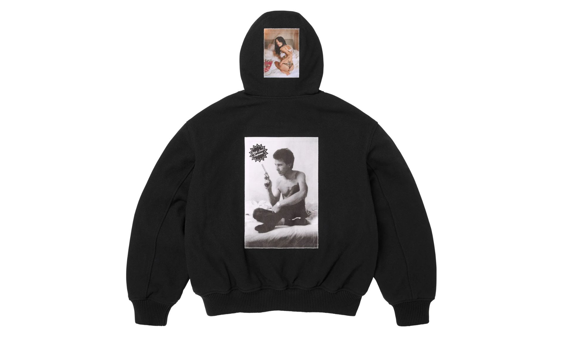Supreme Larry Clark Hooded Varsity Jacket Black