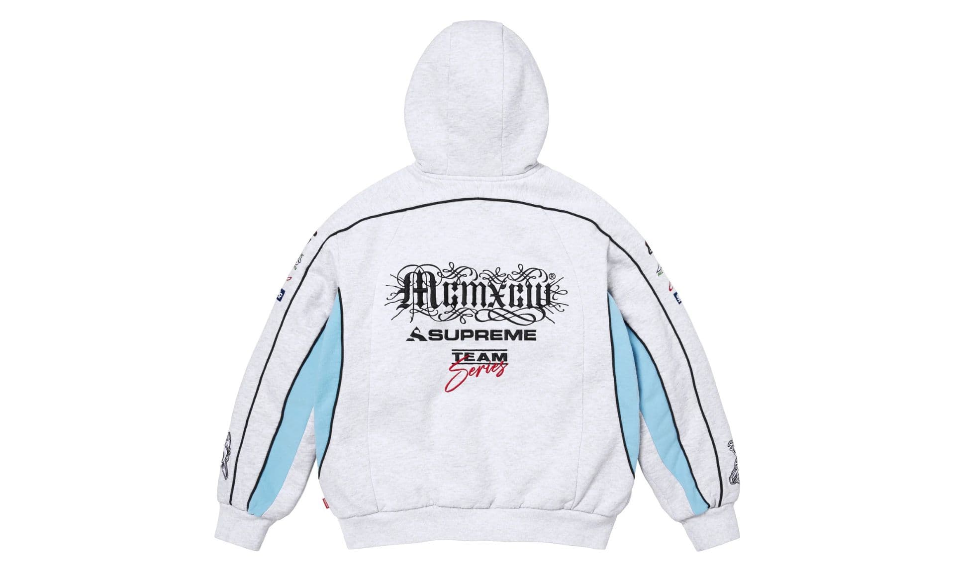 Supreme Racing Lined Zip Up Hooded Sweatshirt Ash Grey | OVERCEZ
