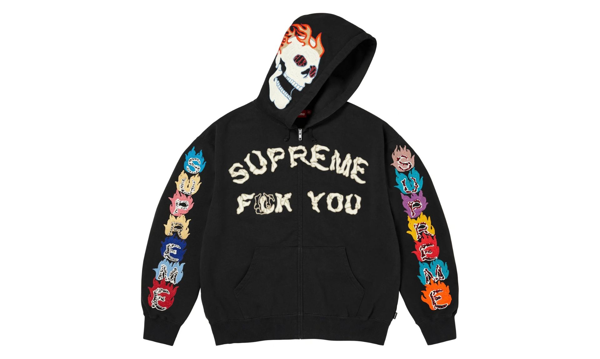 Supreme Fuck You Zip Up Hooded Sweatshirt Black