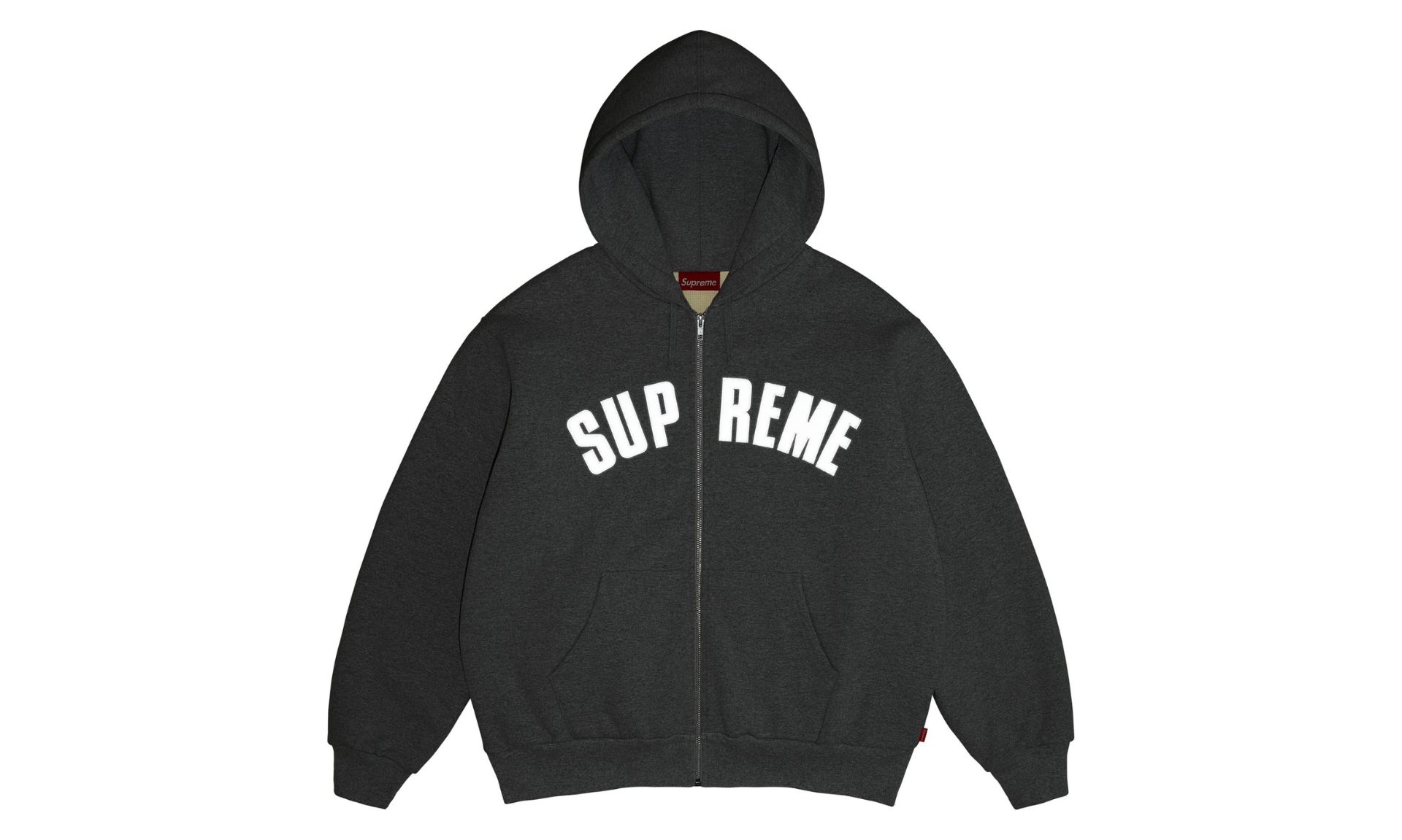 Supreme Arc Thermal Lined Zip Up Hooded Sweatshirt Heather Grey