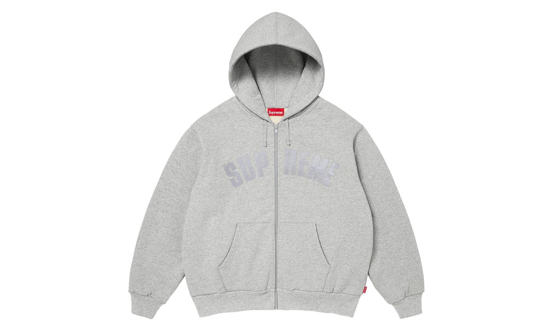 Supreme Arc Thermal Lined Zip Up Hooded Sweatshirt Heather Grey