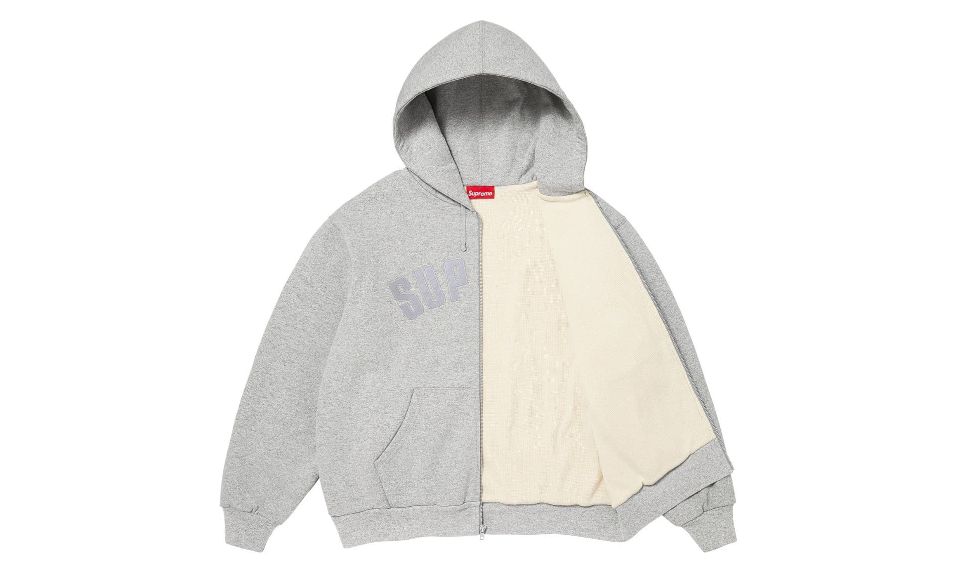 Supreme Arc Thermal Lined Zip Up Hooded Sweatshirt Heather Grey | OVERCEZ