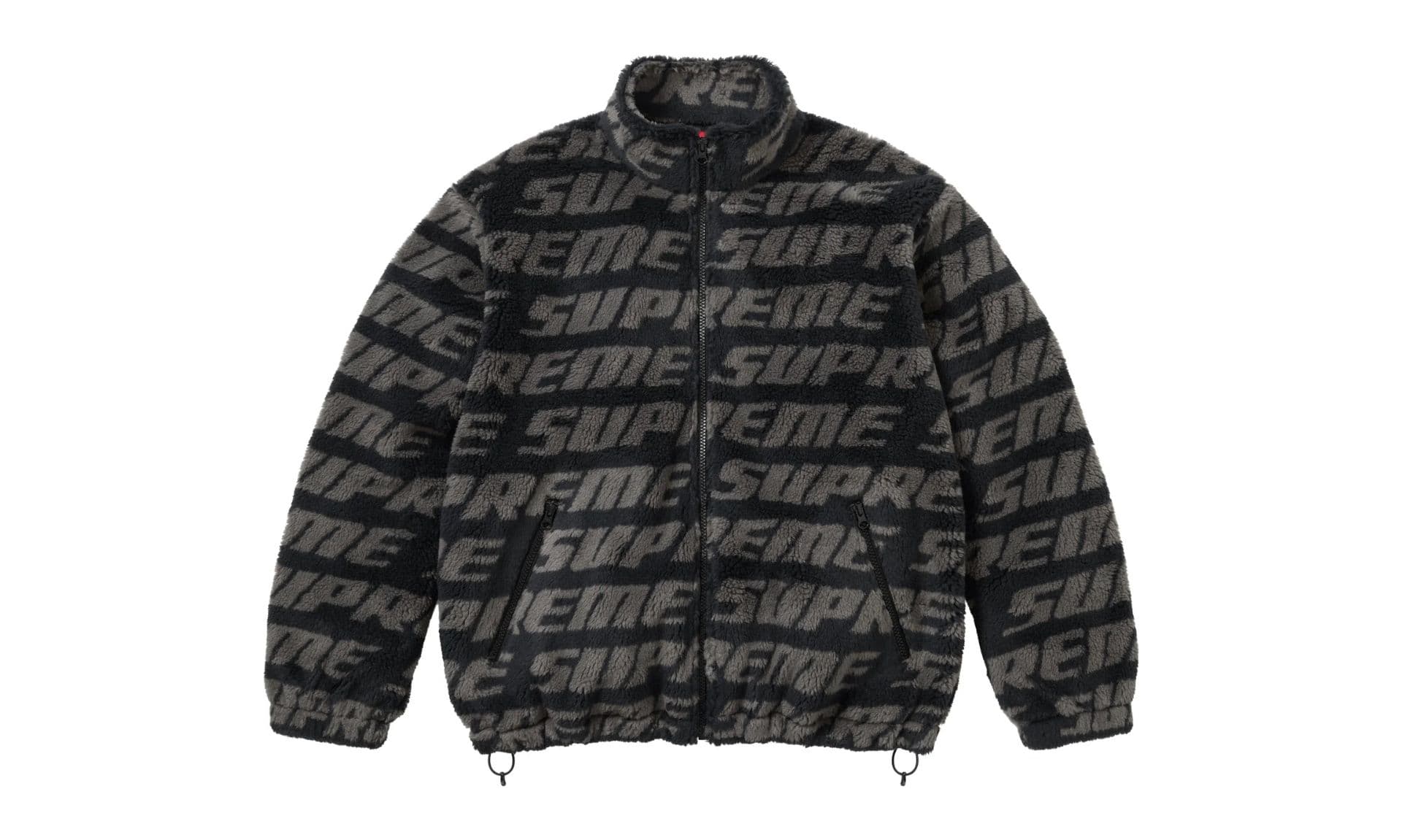 Supreme Repeat Jacquard Fleece Jacket Black | OVERCEZ