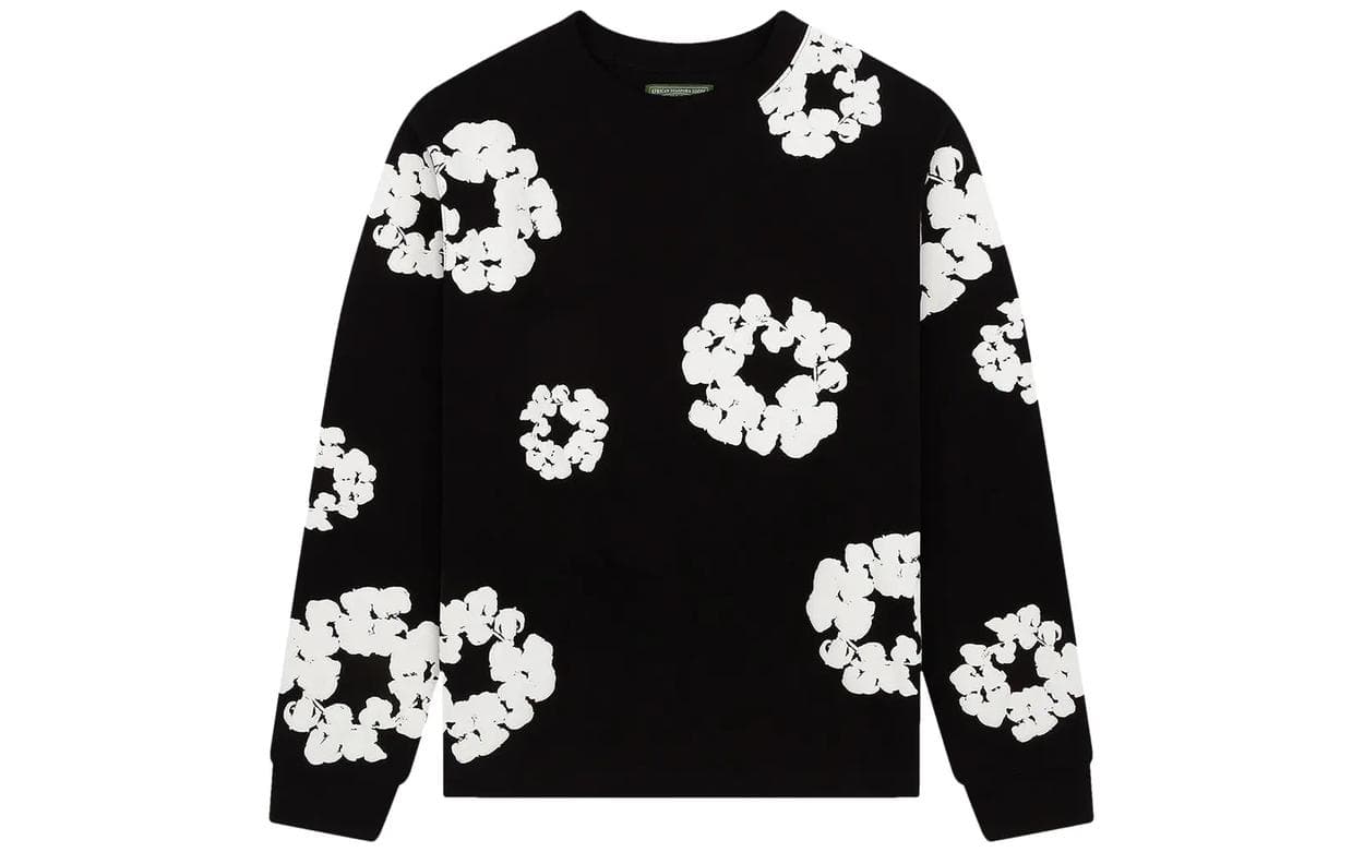 Denim Tears Long Sleeve Cotton Wreath T-shirt Black | OVERCEZ