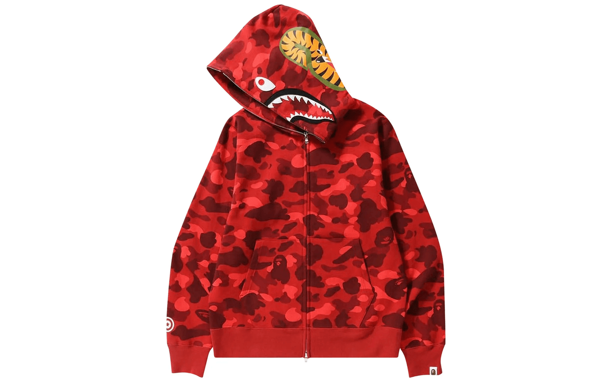 BAPE Color Camo Shark Full Zip Hoodie Red