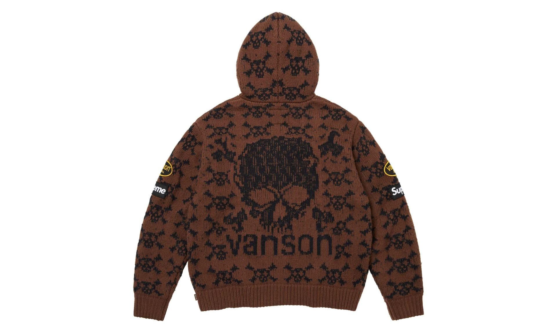 Supreme x Vanson Leathers Skull Zip Up Hooded Sweater Brown | OVERCEZ