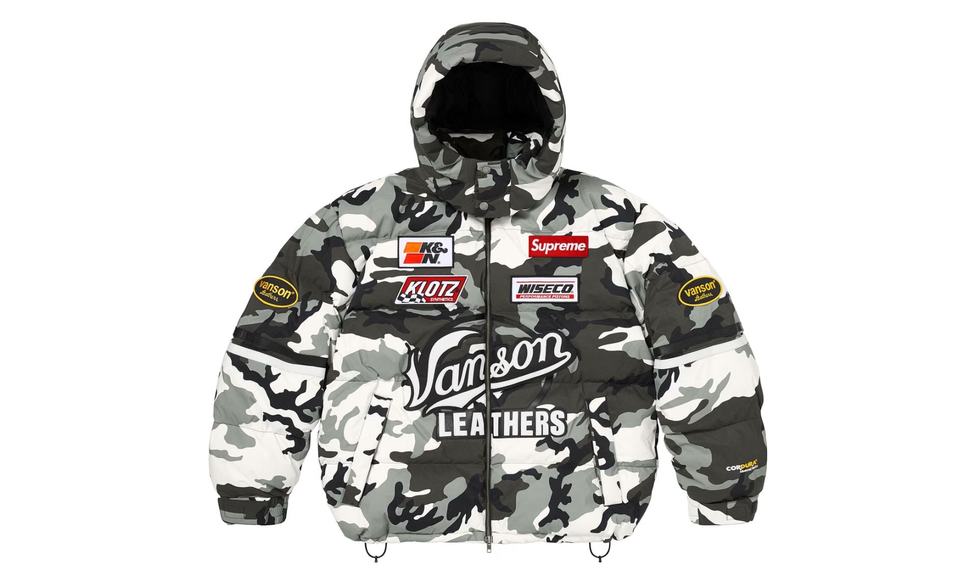 Supreme Vanson Leathers Cordura Down Jacket Snow Camo