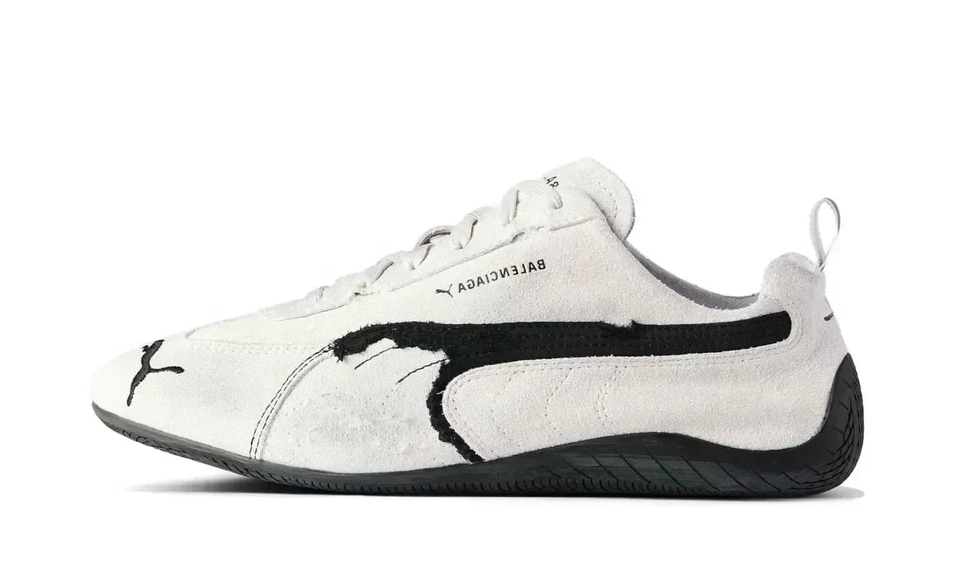 Balenciaga x Puma Speedcat Suede Distressed White Black | OVERCEZ