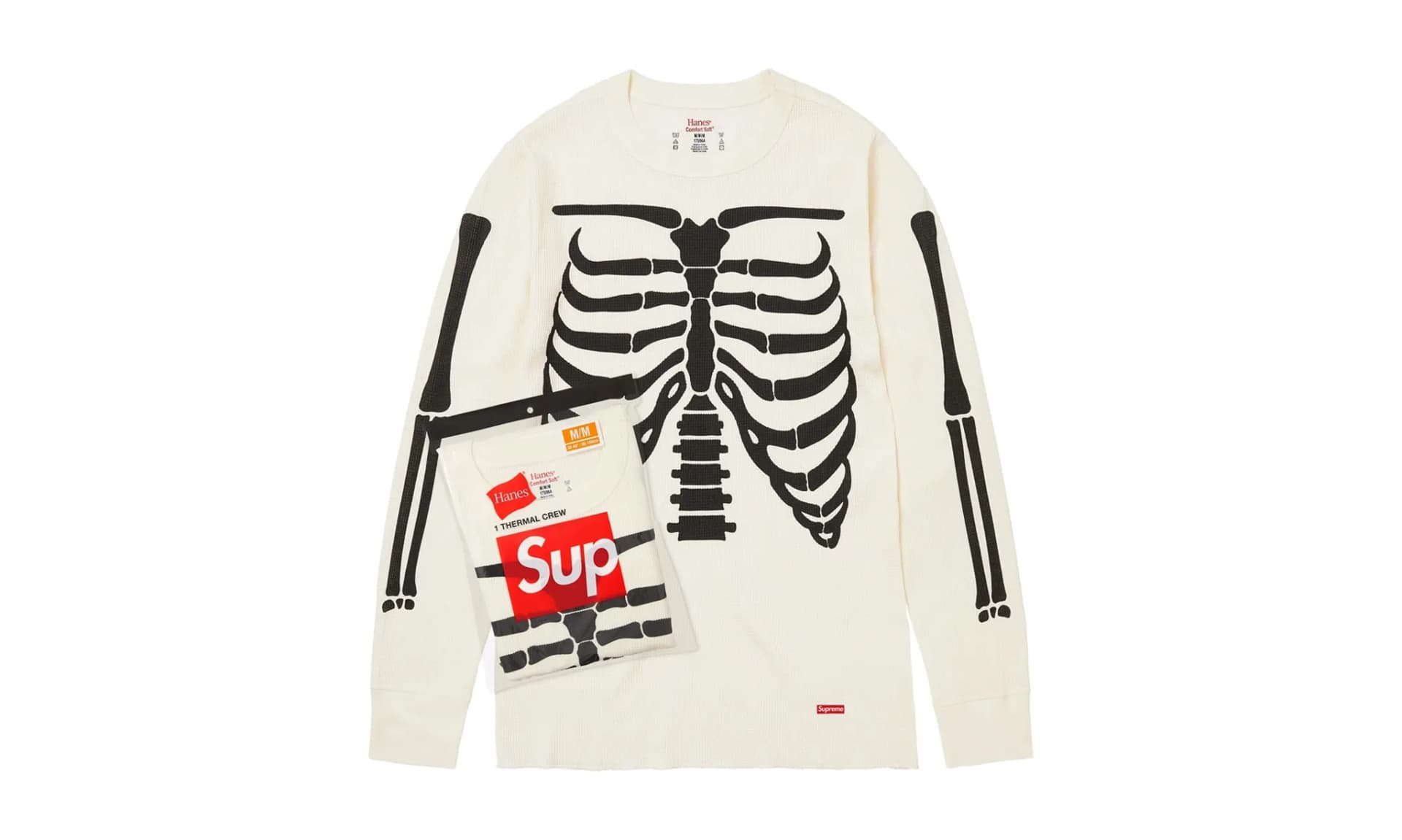 Supreme Hanes Bones Thermal Crew White | OVERCEZ