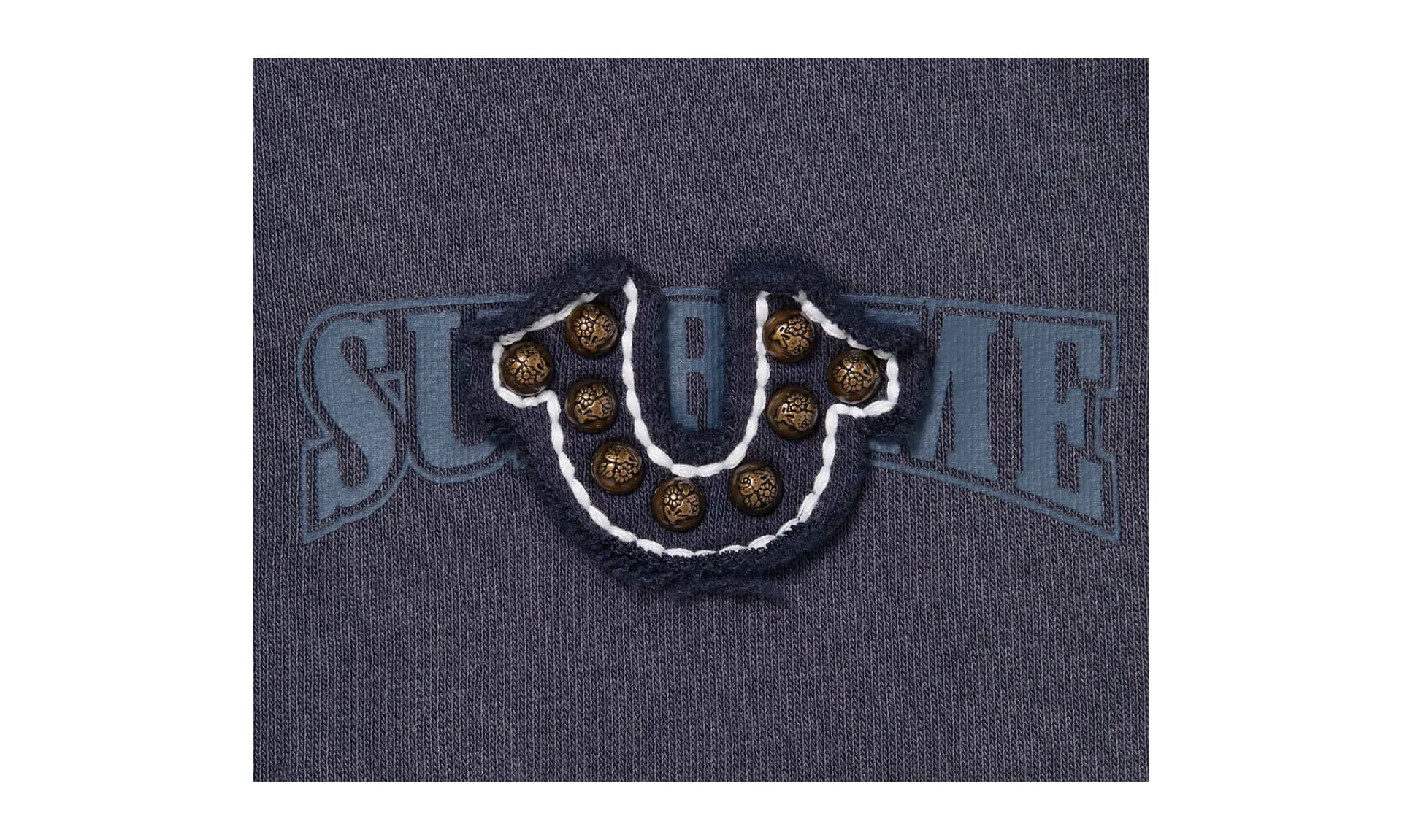 Supreme True Religion Zip Up Hooded Sweatshirt Navy | OVERCEZ