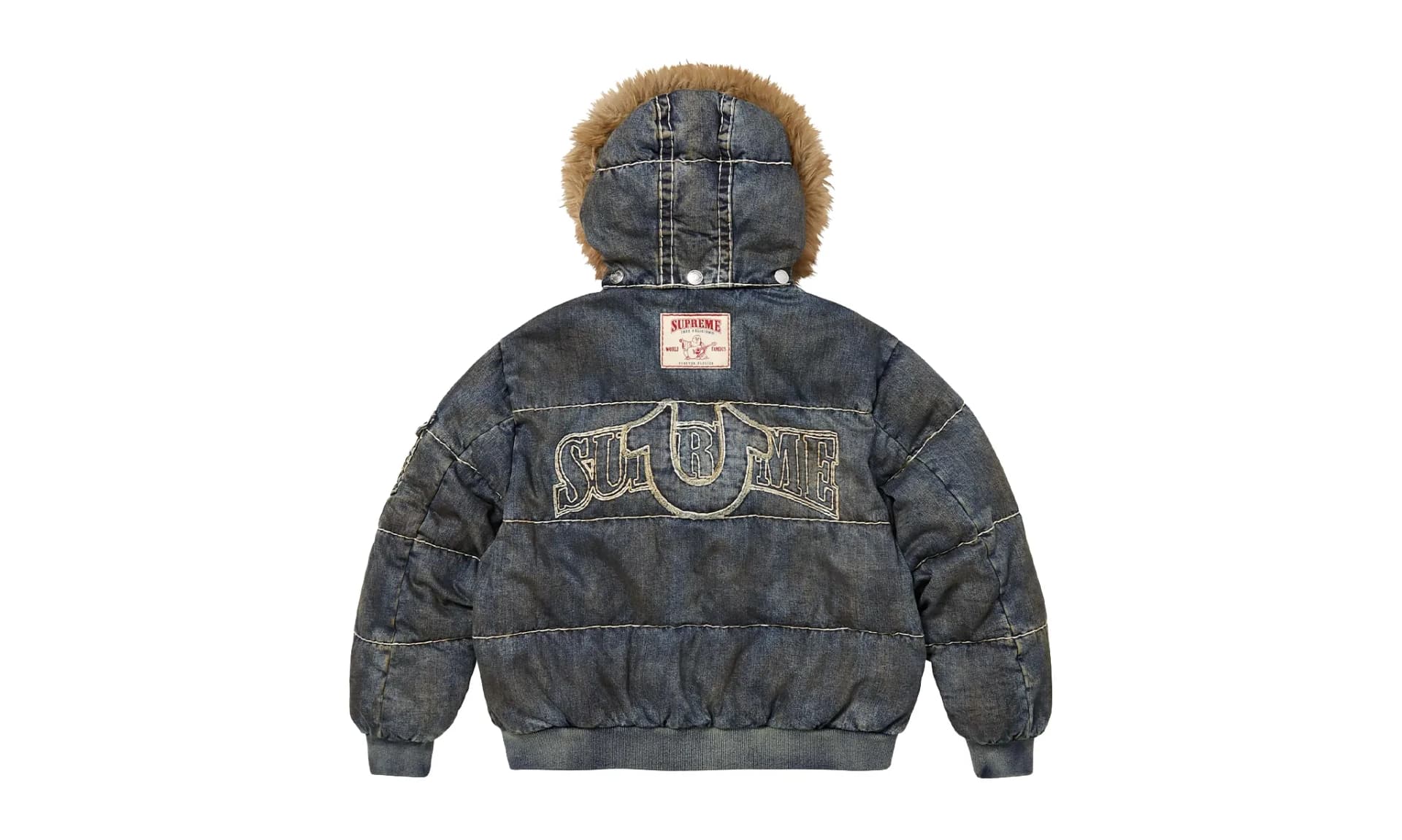 Supreme True Religion Puffer Jacket Dirty Indigo | OVERCEZ