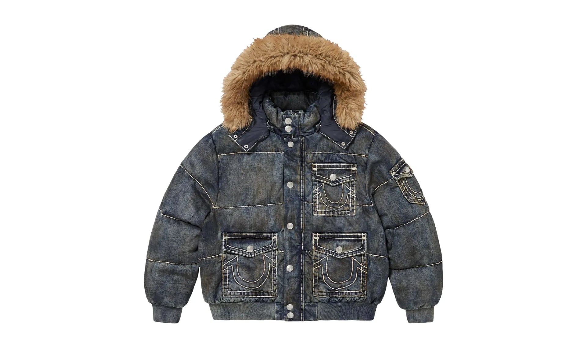 Supreme True Religion Puffer Jacket Dirty Indigo