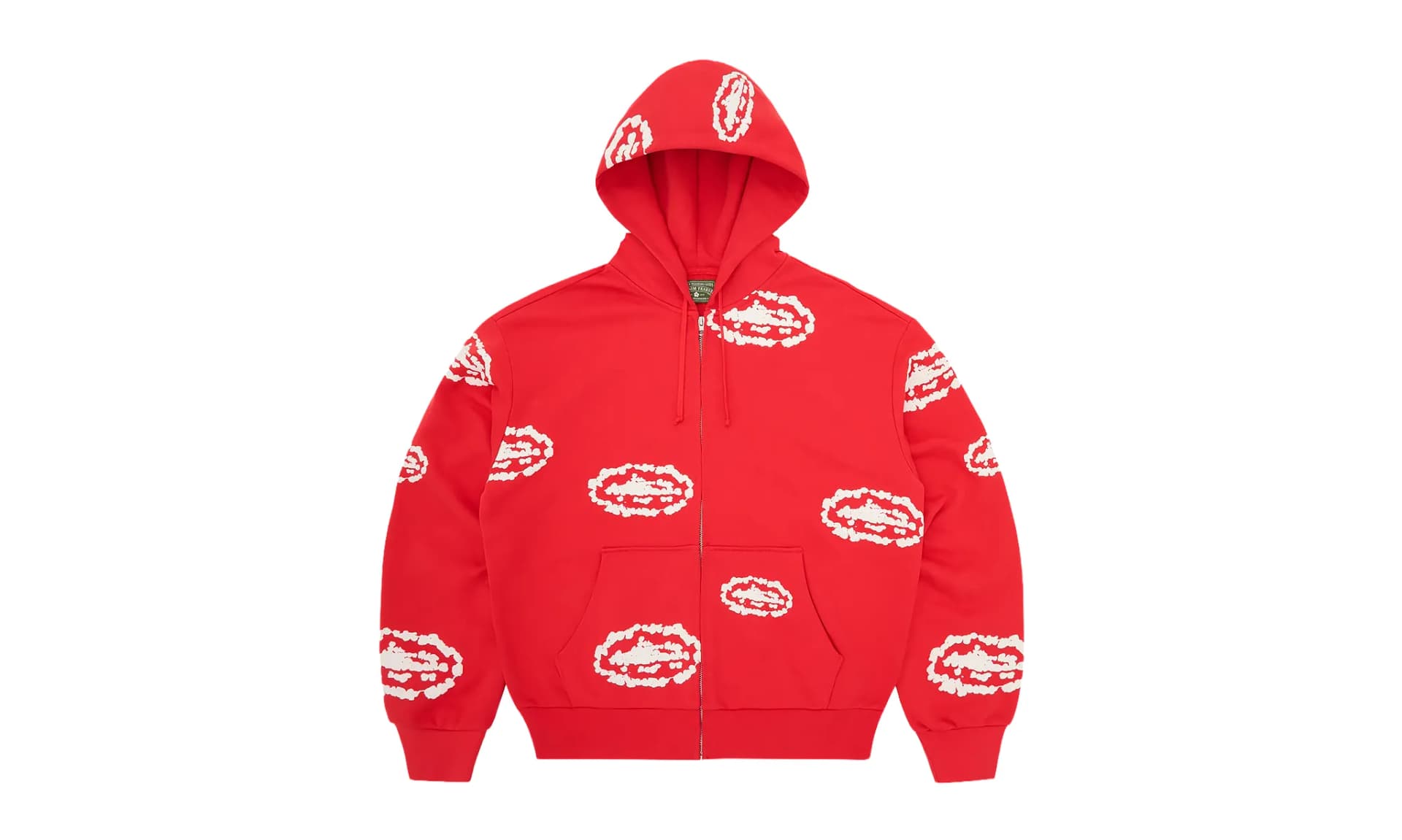 Corteiz x Denim Tears Island Wreath Zip Hoodie Red