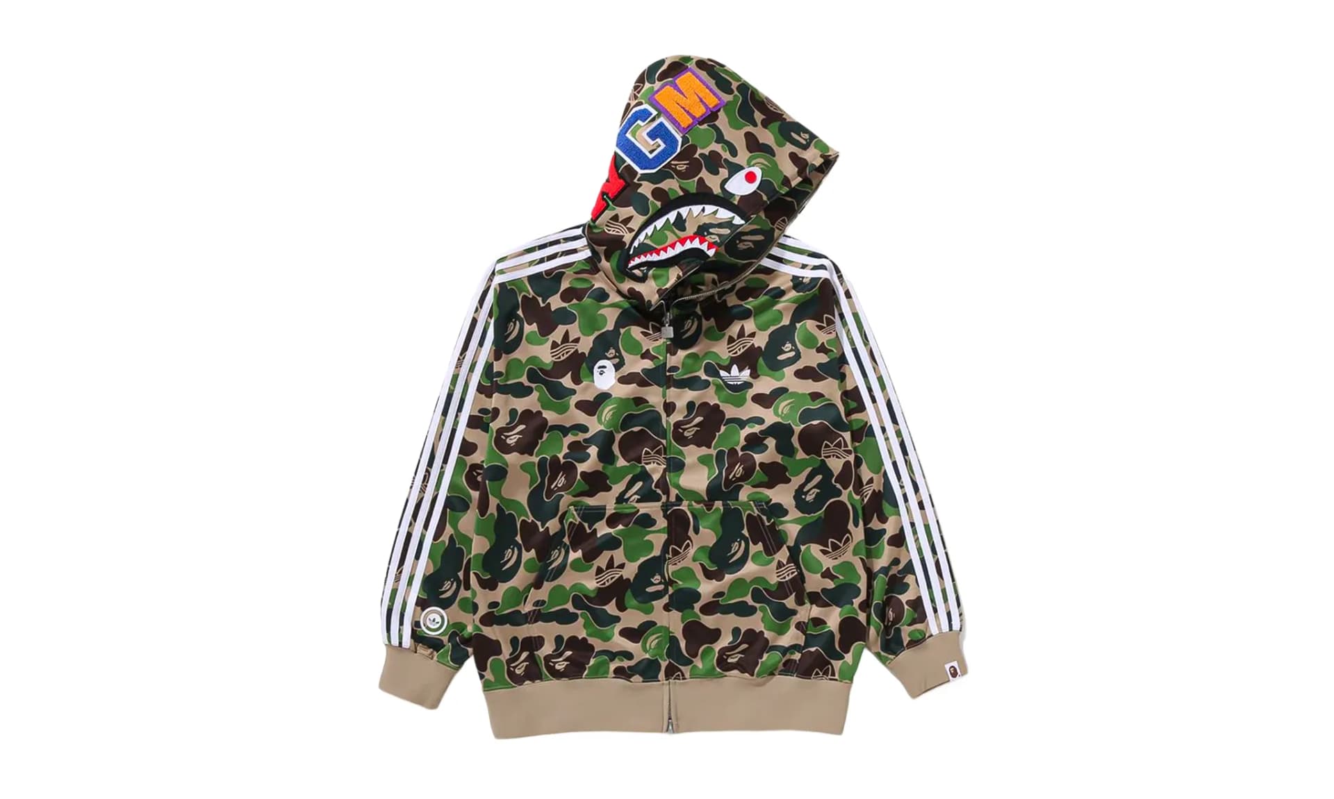 Adidas x BAPE Relaxed Fit Track Camo Shark Full Zip Hoodie Green | OVERCEZ