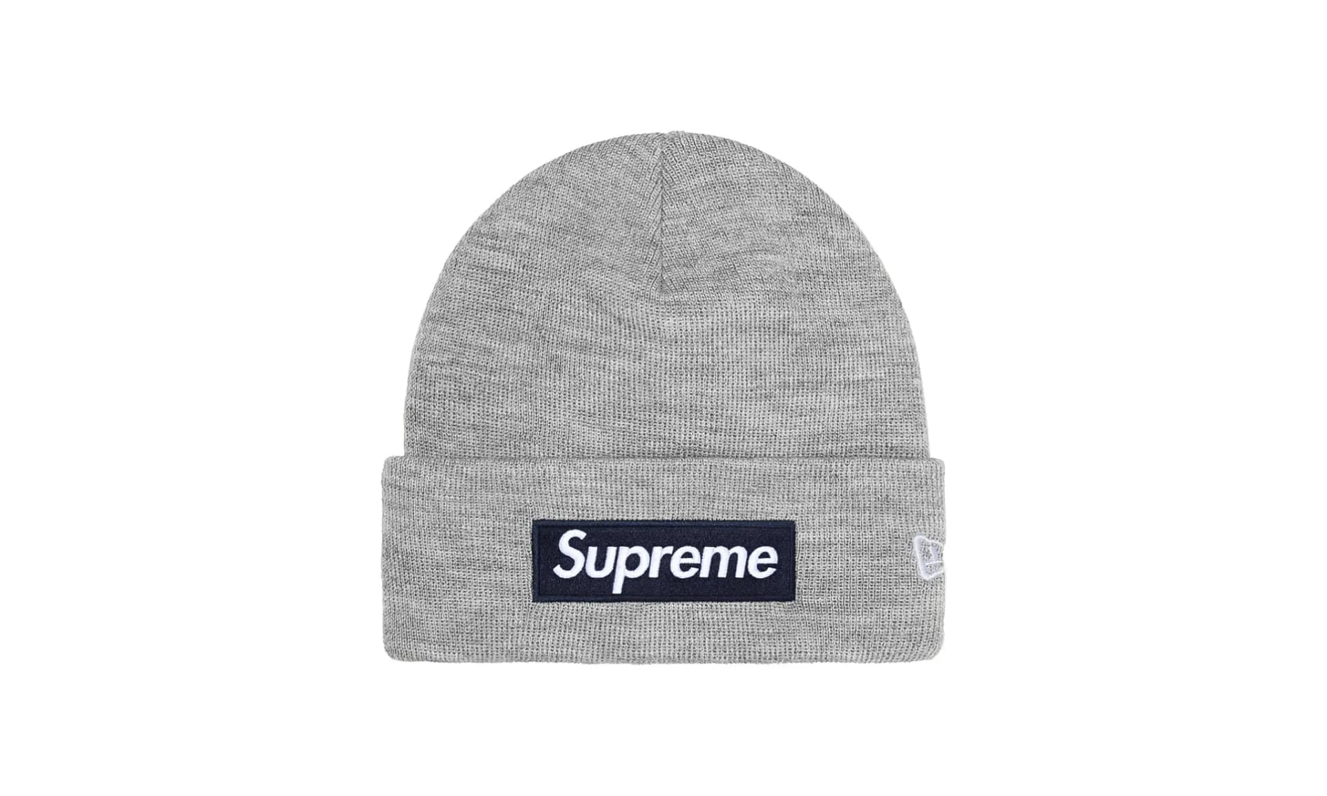 Supreme New Era Box Logo Beanie Heather Grey (FW22)