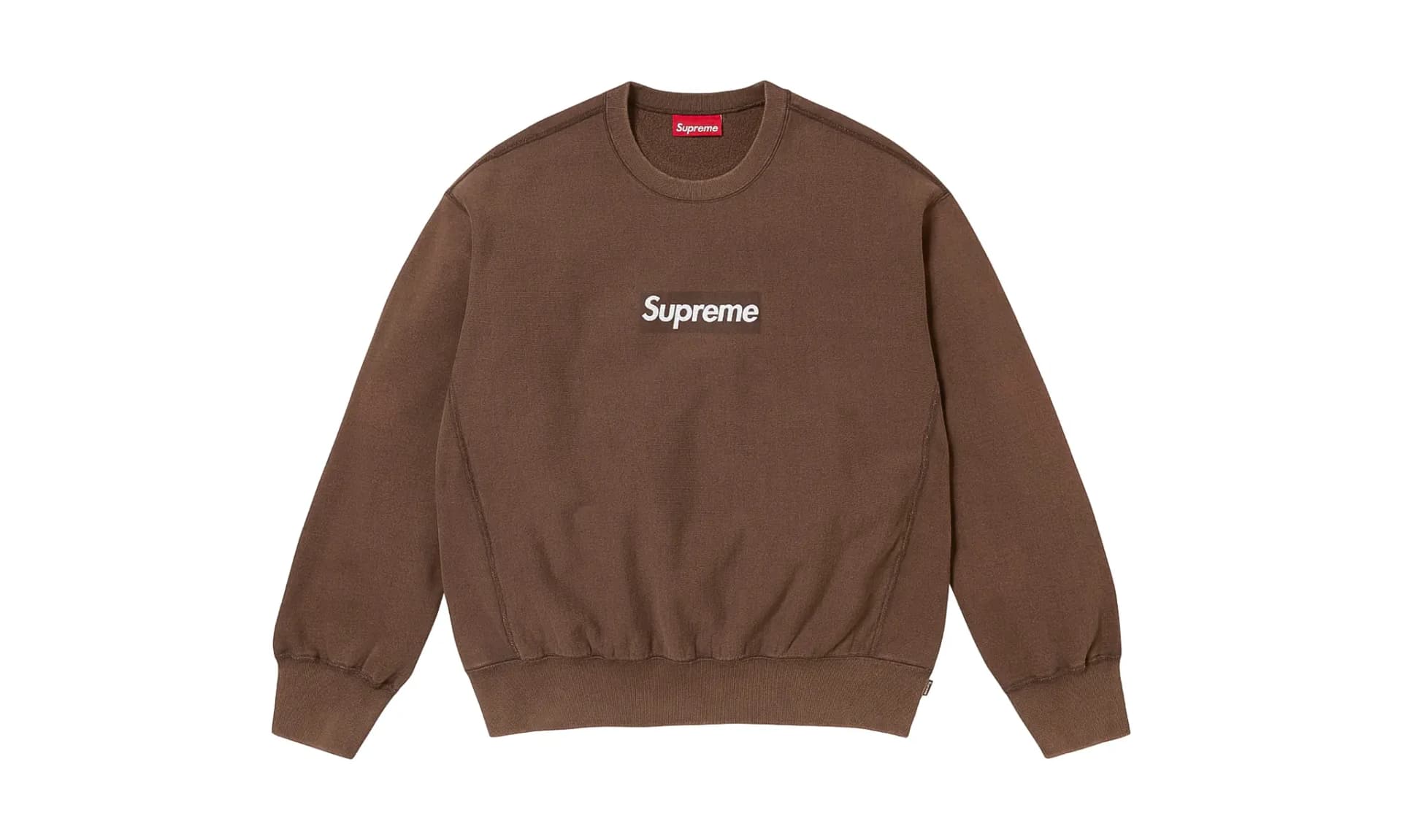 Supreme Washed Box Logo Crewneck Brown