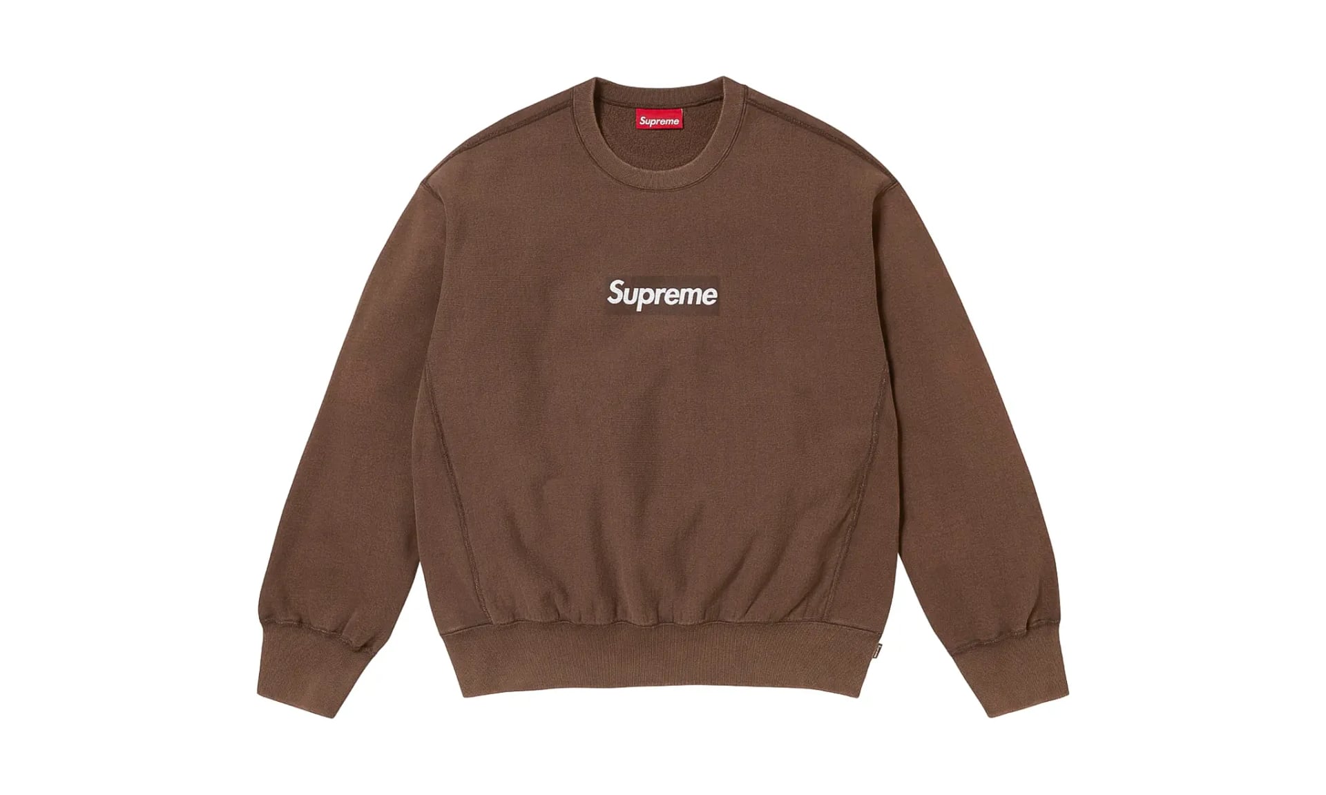 Supreme Washed Box Logo Crewneck Brown