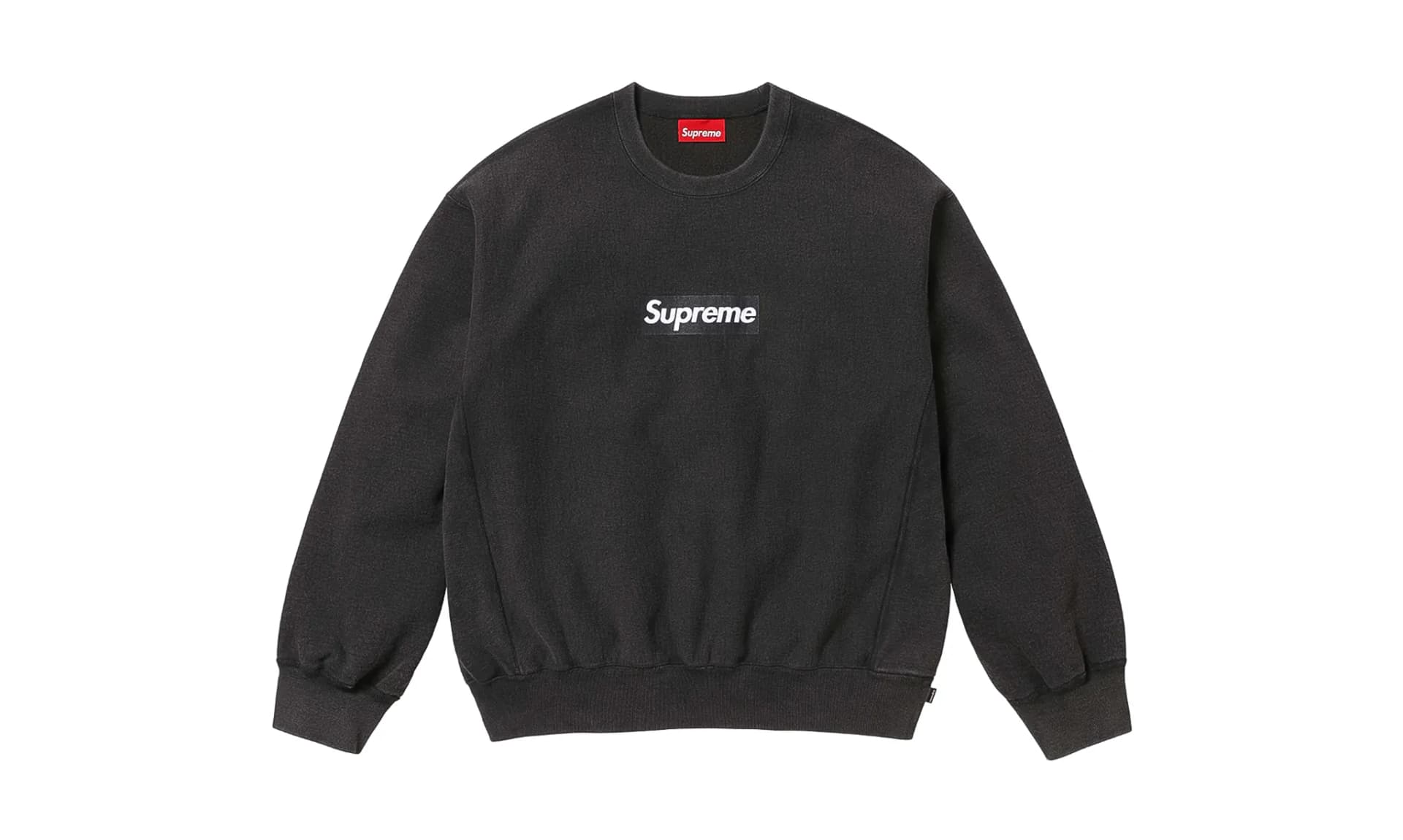 Supreme Washed Box Logo Crewneck Black | OVERCEZ