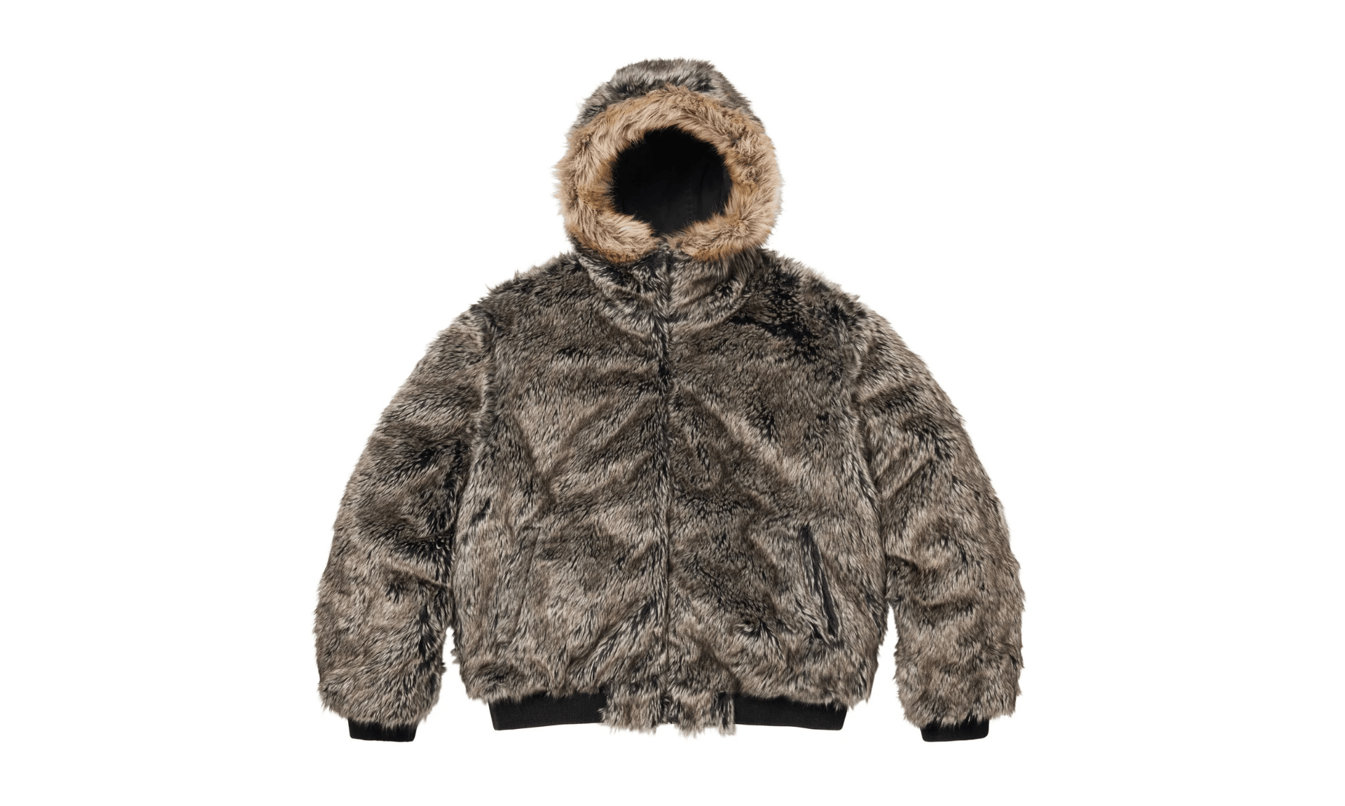Supreme Reversible Faux Fur Hooded Work Jacket Black