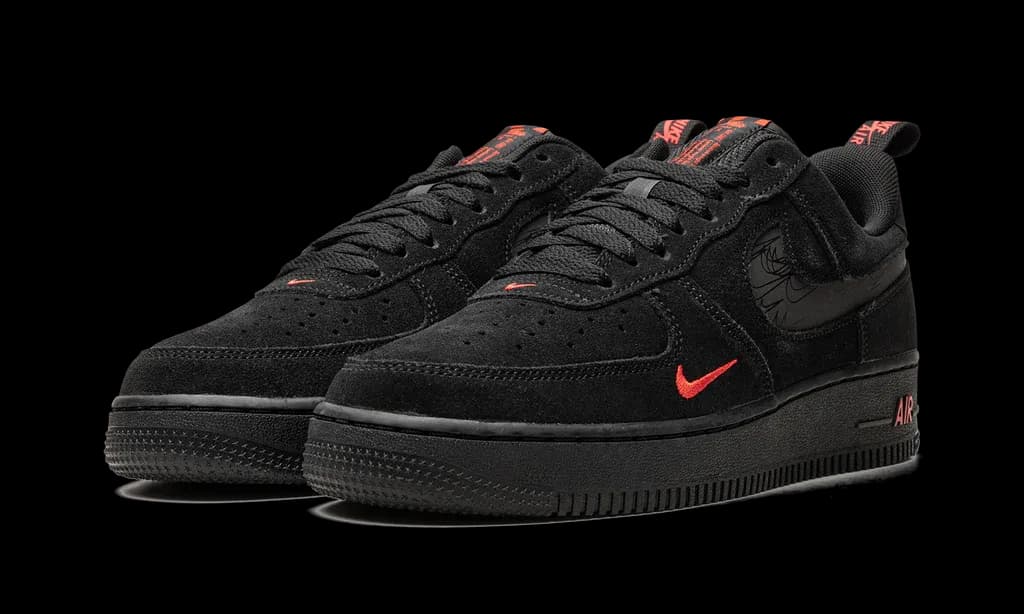 Nike Air Force 1 Low Multi-Swoosh Black Crimson | OVERCEZ
