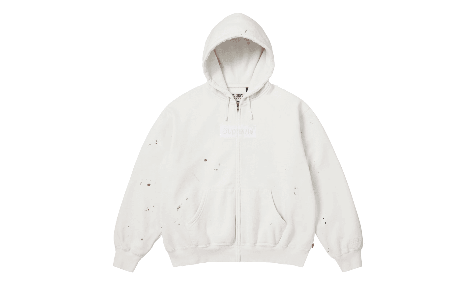 Supreme MM6 Maison Margiela Box Logo Zip Up Hooded Sweatshirt White
