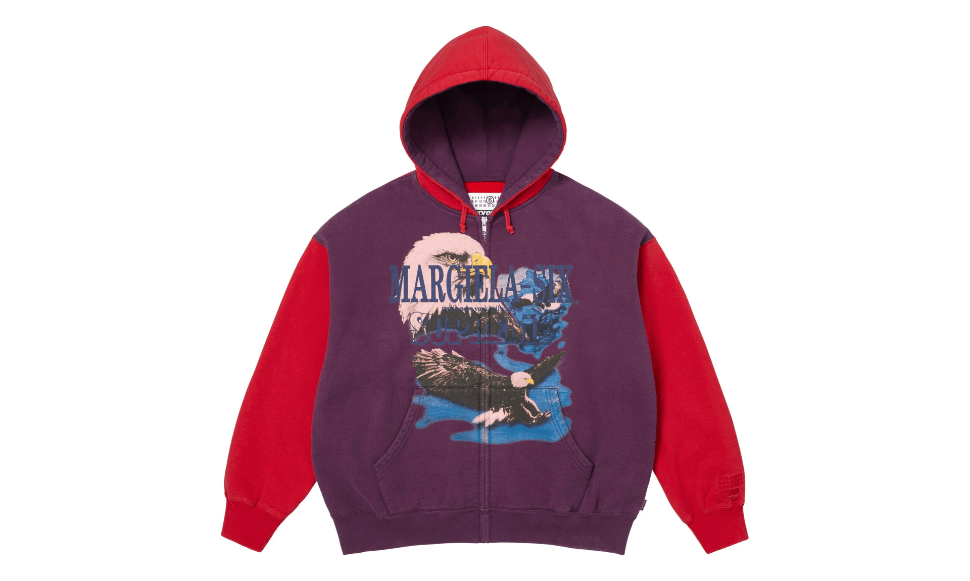 Supreme MM6 Maison Margiela Eagle Zip Up Hooded Sweatshirt Purple Red