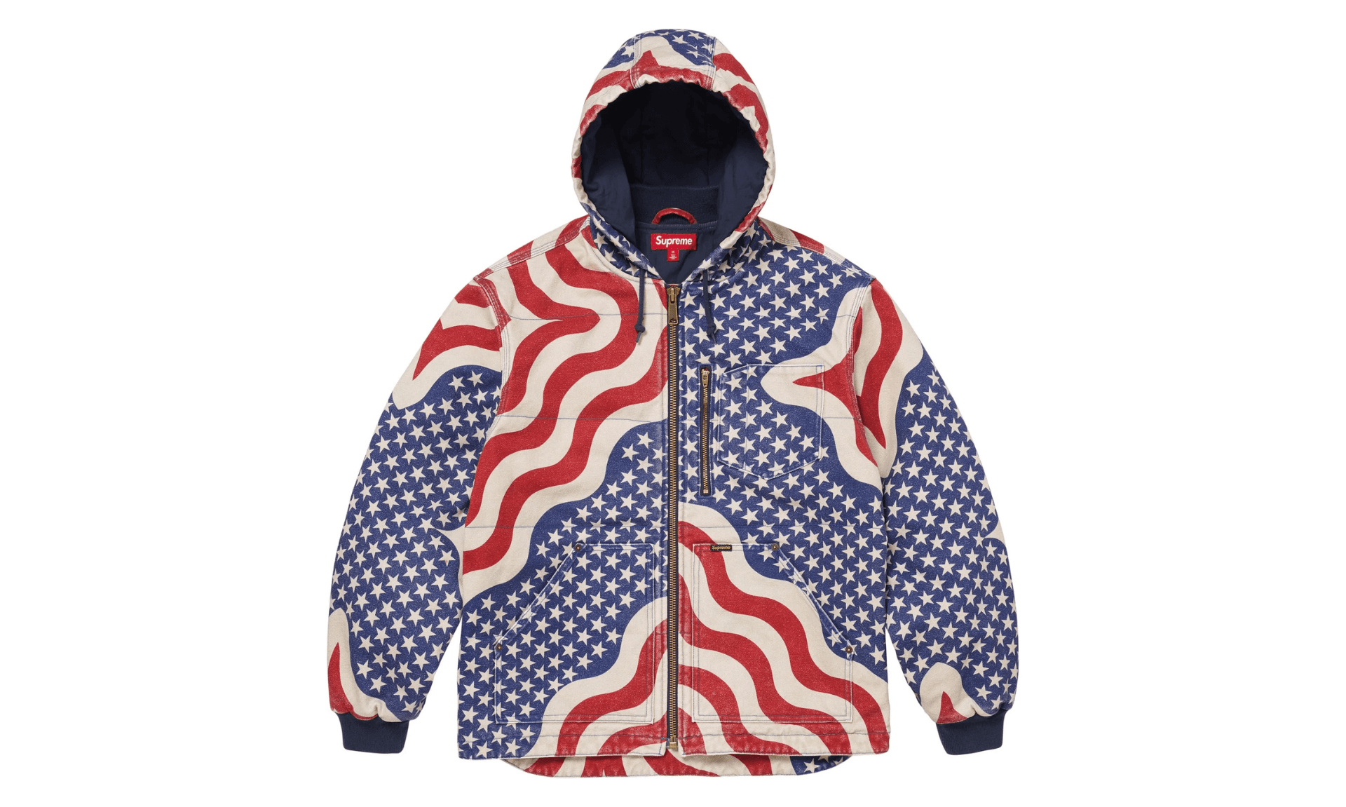 Supreme Flag Quilted Hooded Work Jacket Multicolor | OVERCEZ