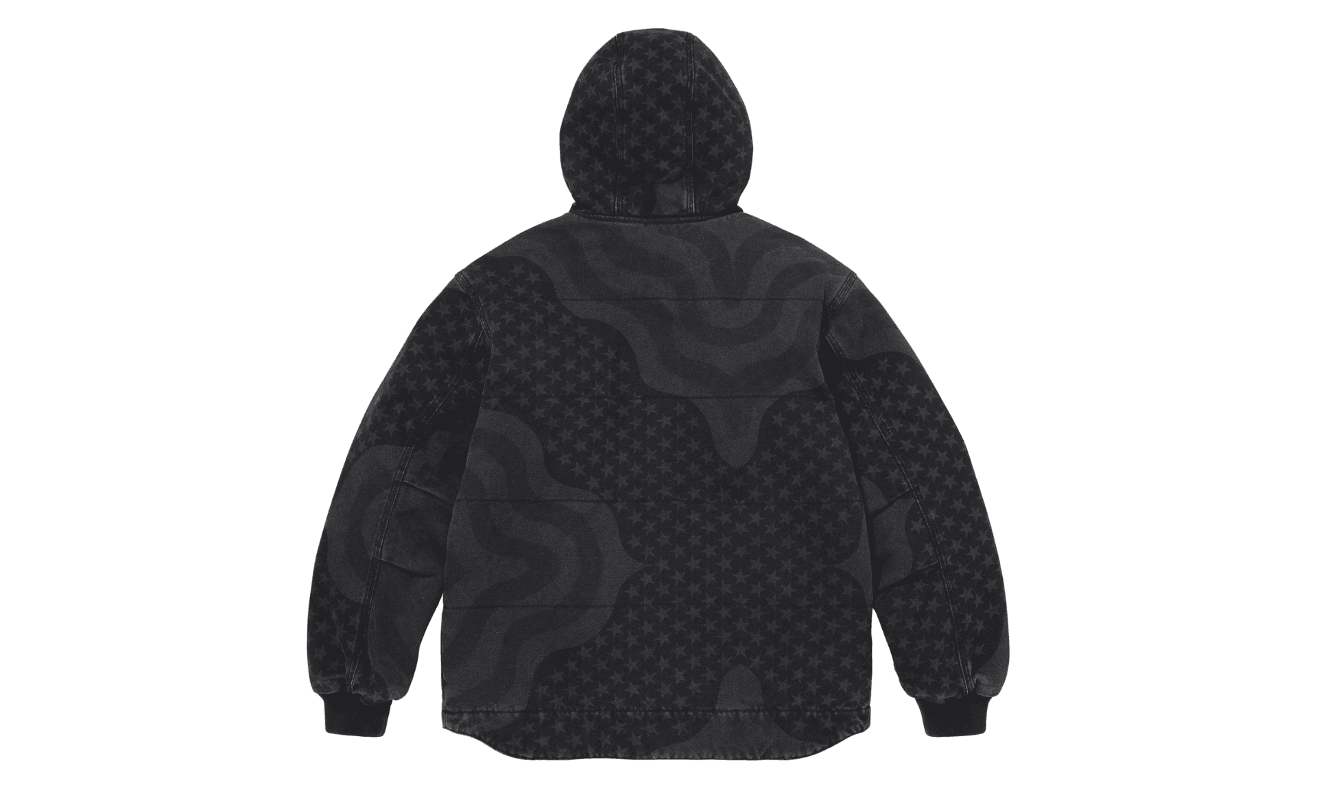 Supreme Flag Quilted Hooded Work Jacket Black | OVERCEZ