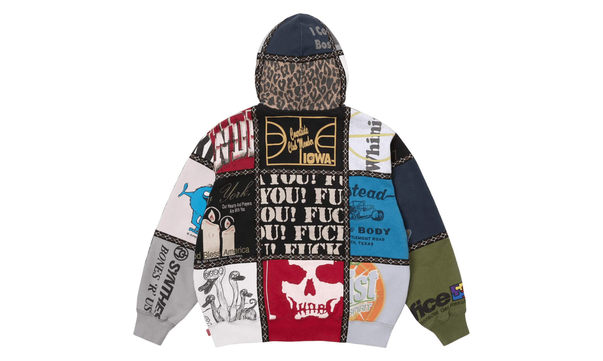 Supreme Number (N)ine Patchwork Zip Up Hooded Sweatshirt Multicolor