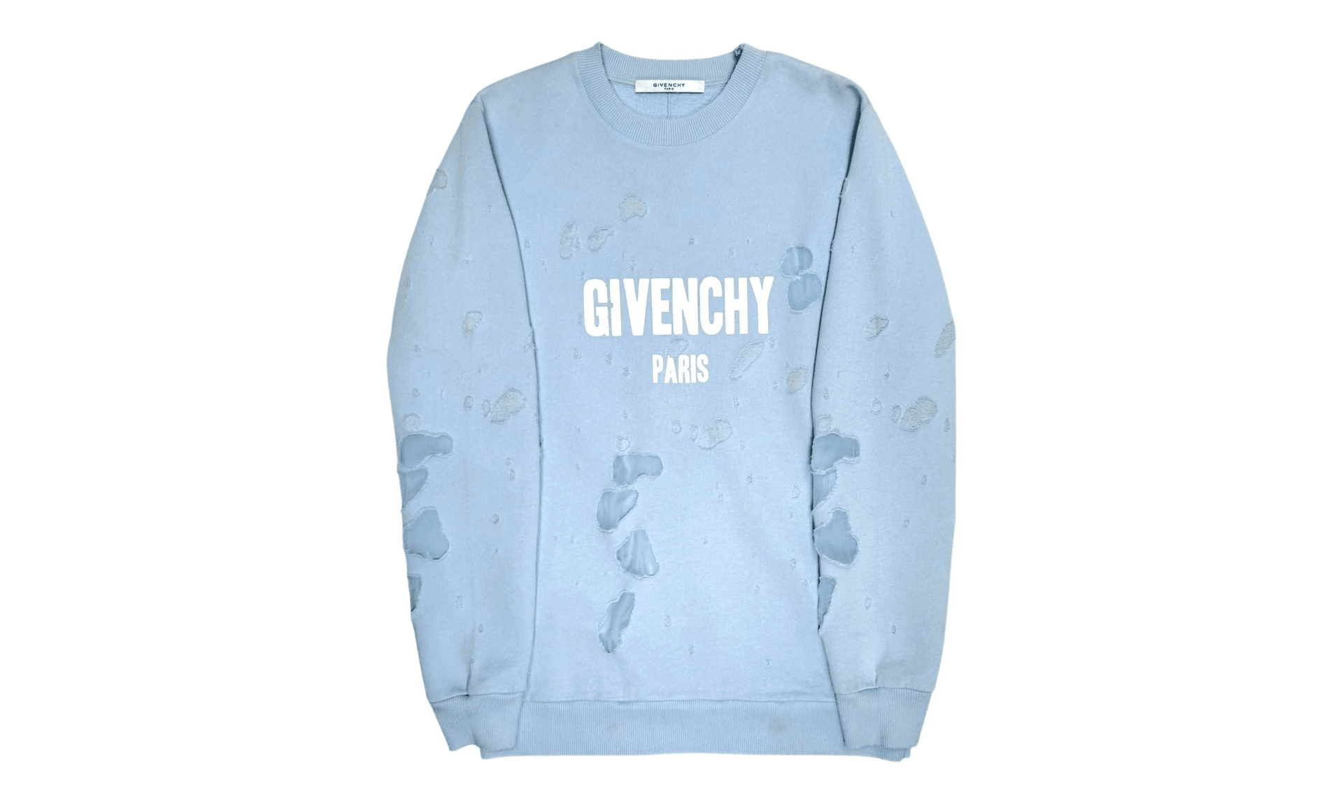 Givenchy Destroyed Crewneck Baby Blue