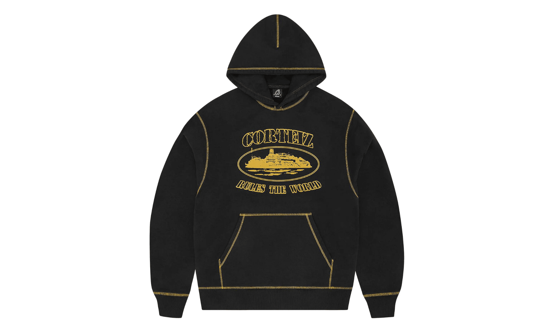 Corteiz Alcatraz Contrast Hoodie Black Yellow