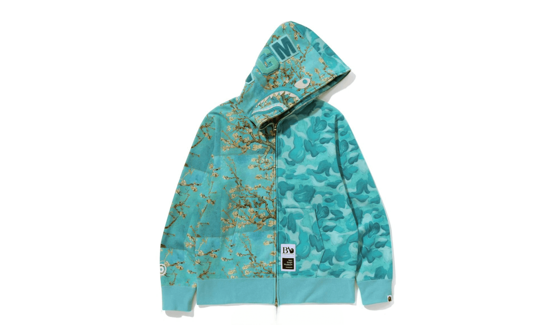 BAPE x Van Gogh Museum Shark Full Zip Hoodie Sax | OVERCEZ