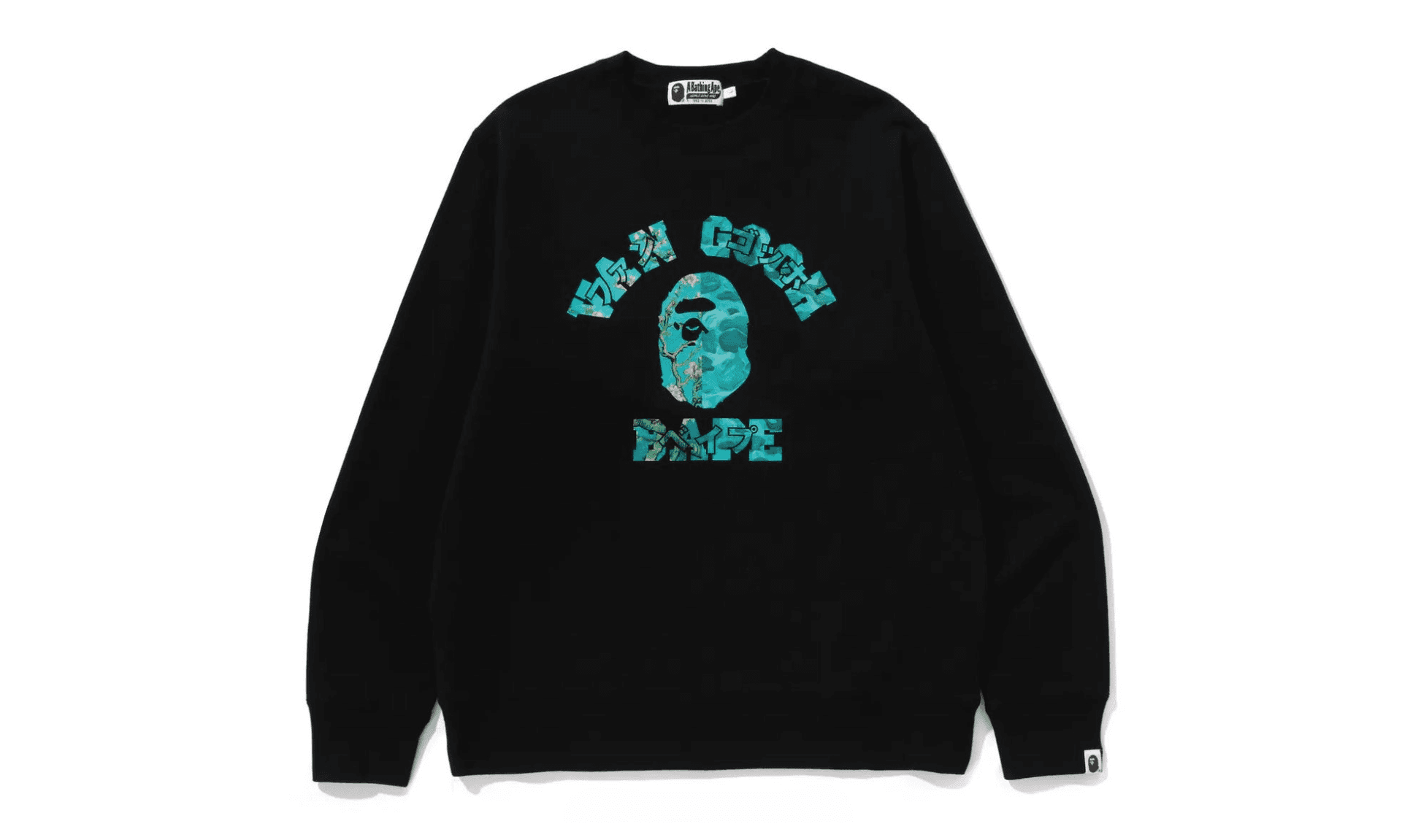 BAPE x Van Gogh Museum College Crewneck Sweatshirt Black Blue | OVERCEZ
