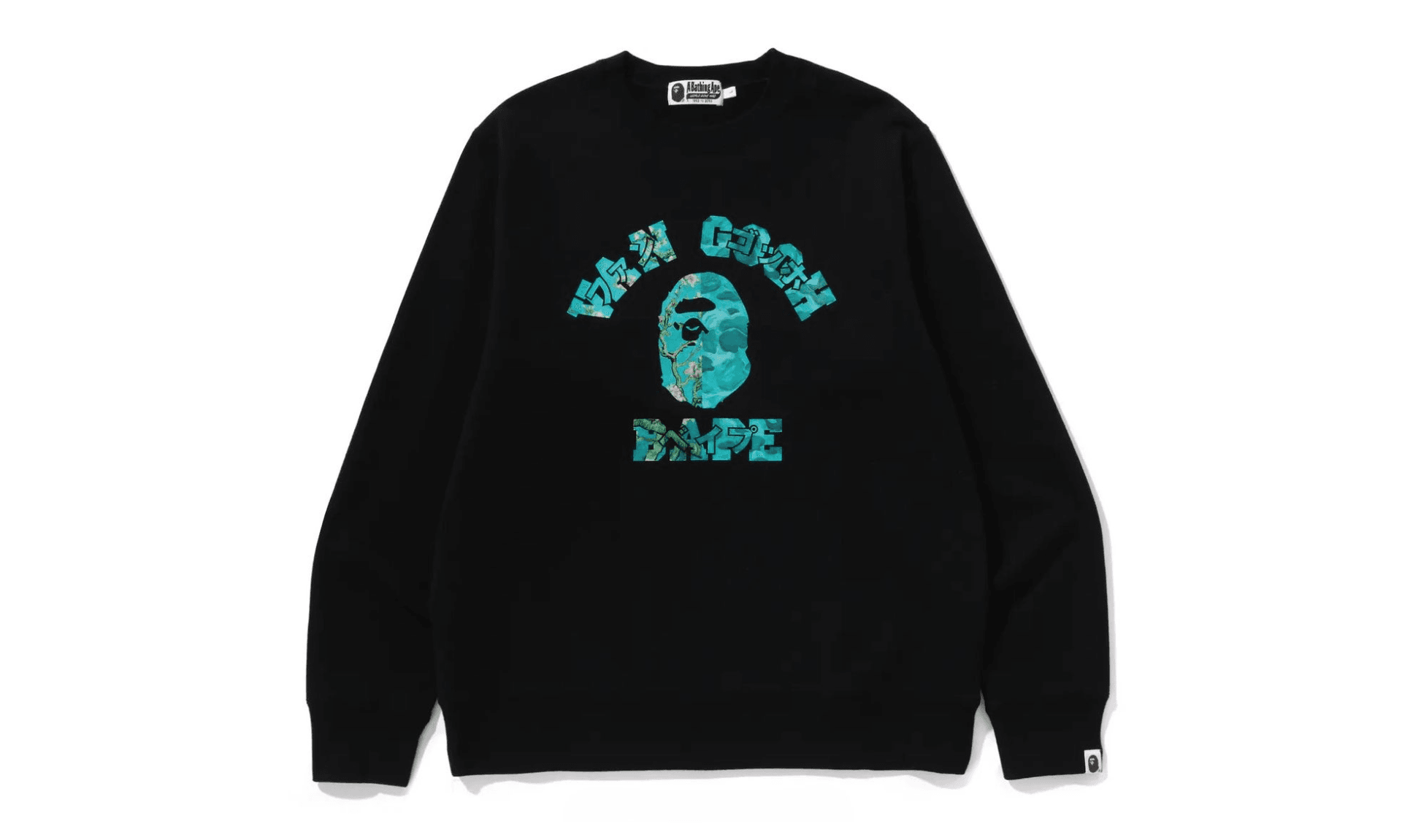 BAPE x Van Gogh Museum College Crewneck Sweatshirt Black Blue