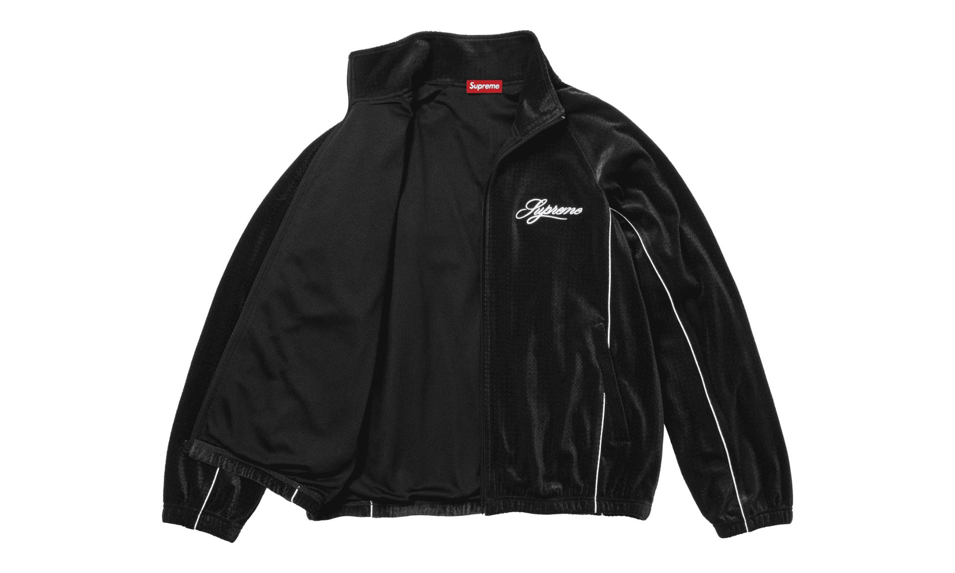 Supreme Velour Mesh Track Jacket Black | OVERCEZ