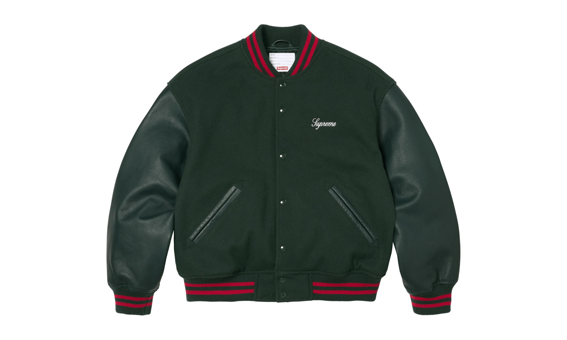 Supreme Cross Varsity Jacket Dark Green