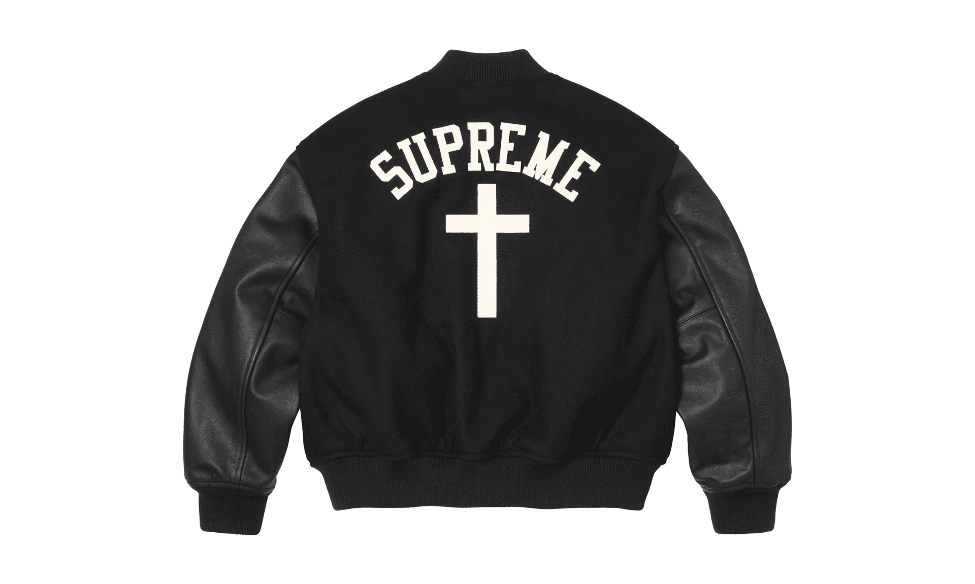 Supreme Cross Varsity Jacket Black | OVERCEZ
