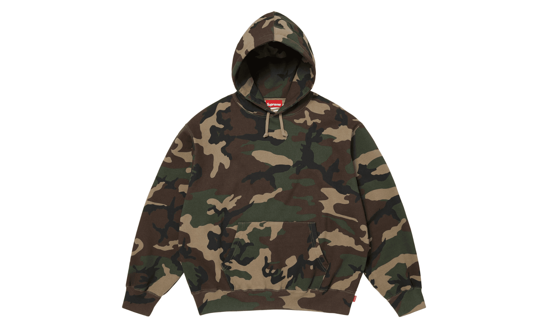 Supreme Satin Applique Hooded Sweatshirt Woodland Camo | OVERCEZ