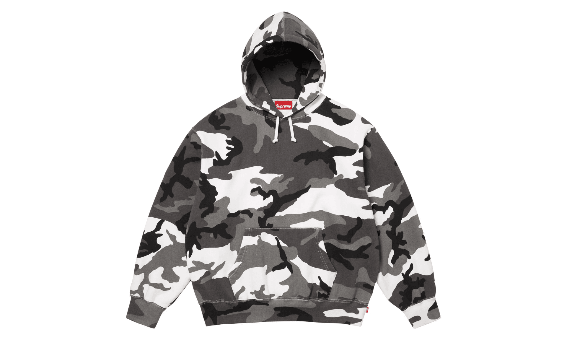 Supreme Satin Applique Hooded Sweatshirt Snow Camo | OVERCEZ