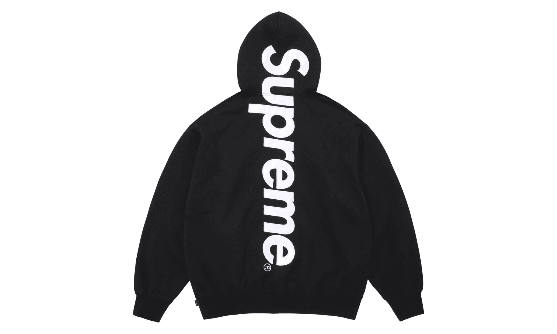 Supreme Satin Applique Hooded Sweatshirt Black | OVERCEZ