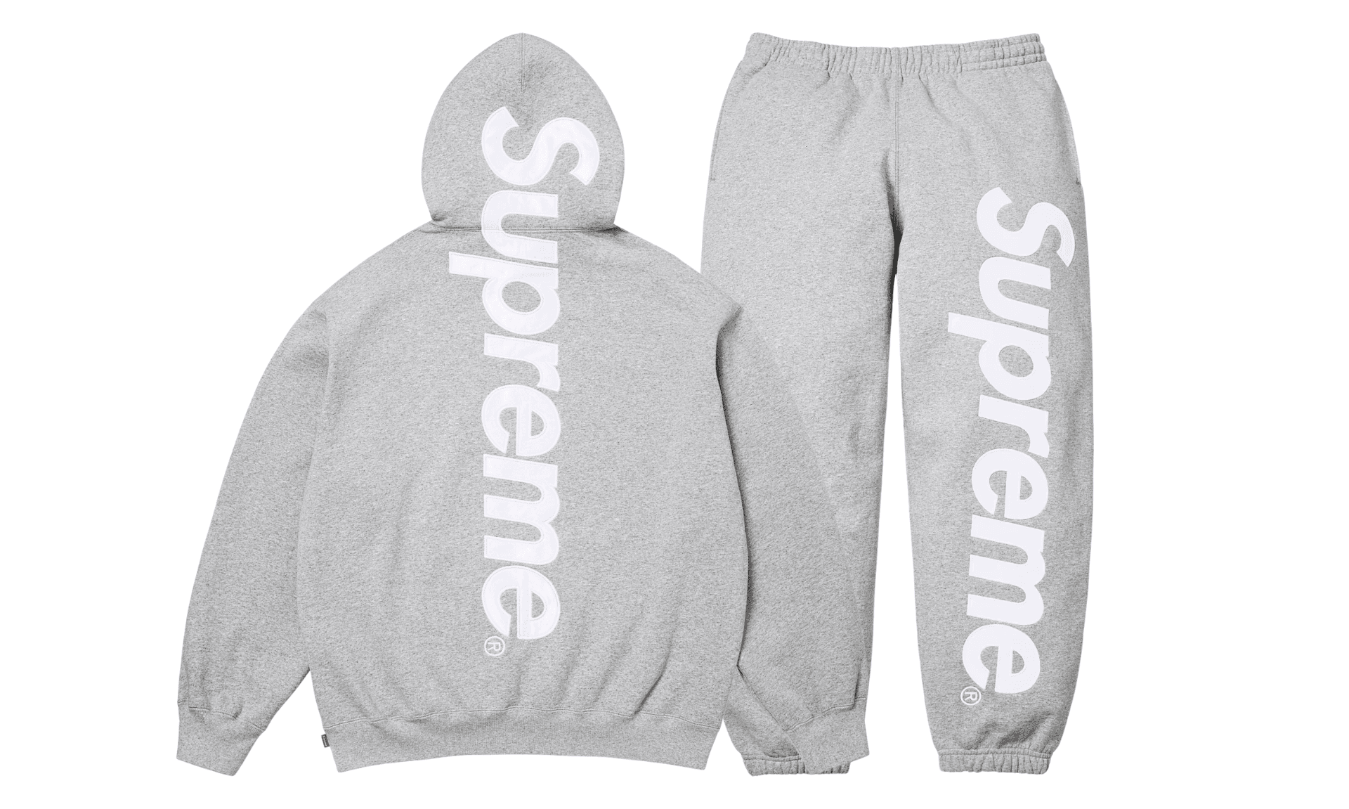 Szary komplet dresowy Supreme Satin Applique